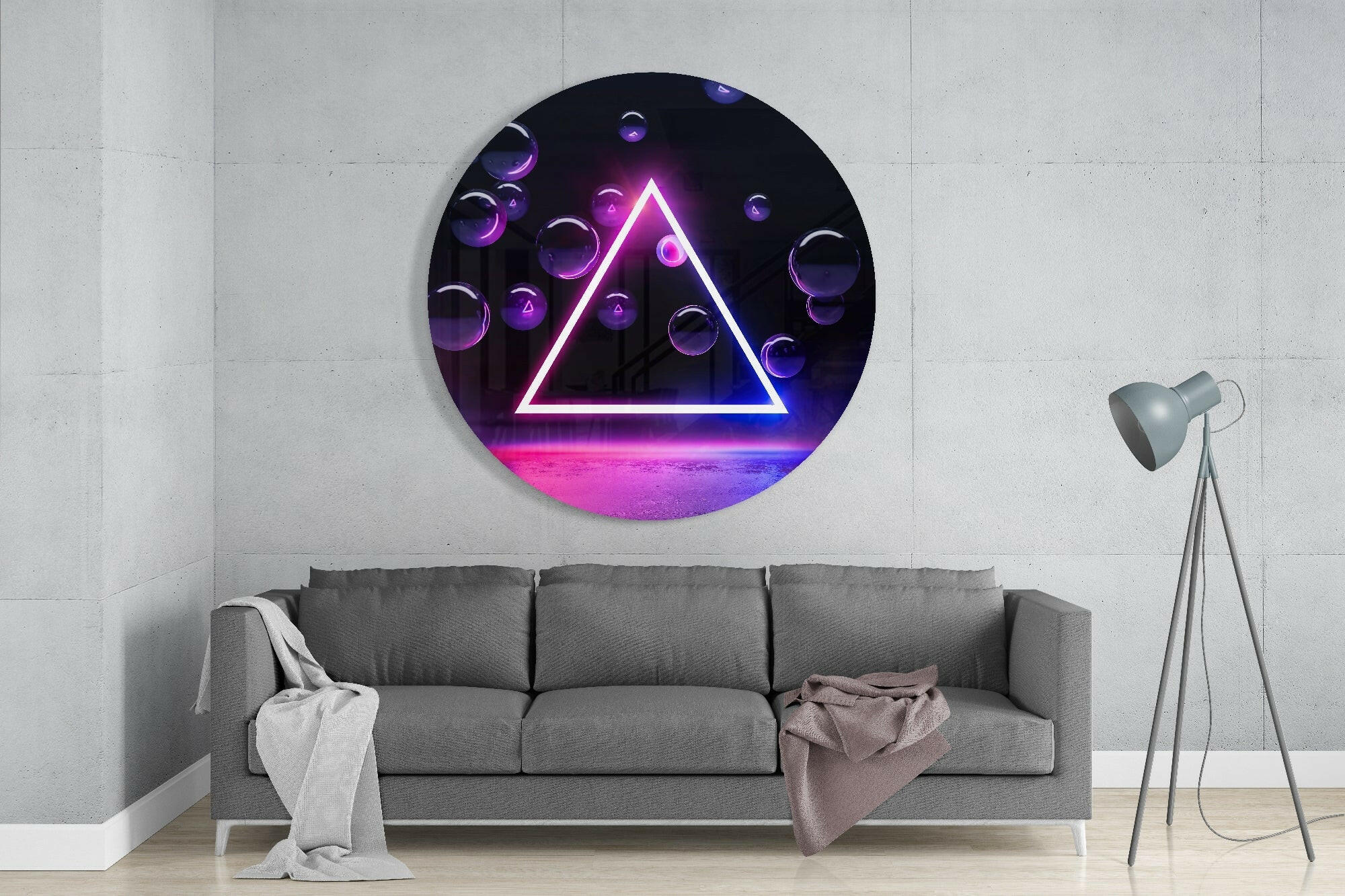 Neon Triangle Glass Wall Art - Image 2