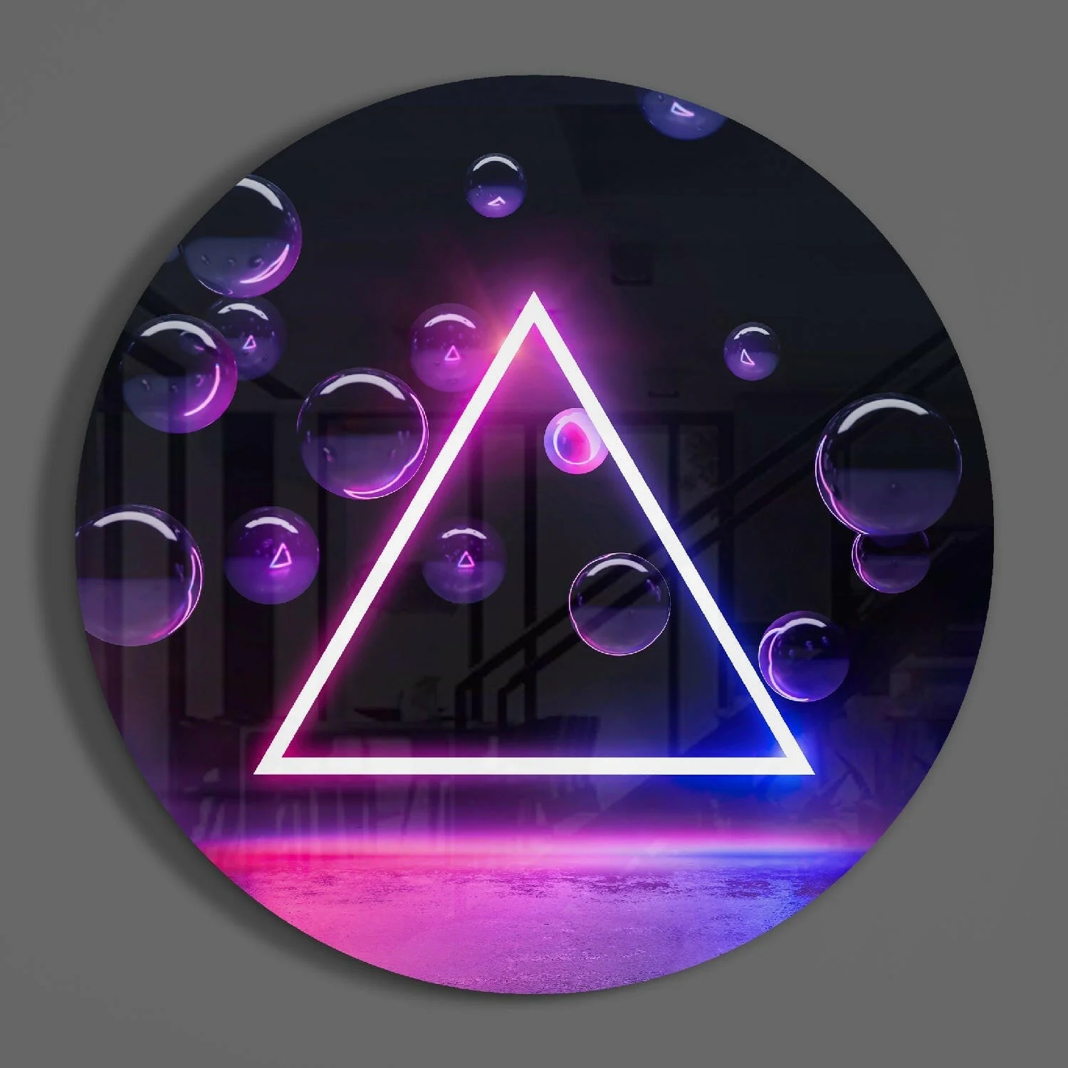 Neon Triangle Glass Wall Art - Image 3