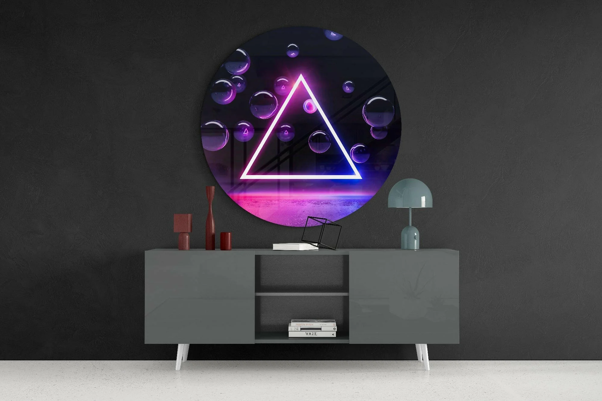 Neon Triangle Glass Wall Art - Image 4