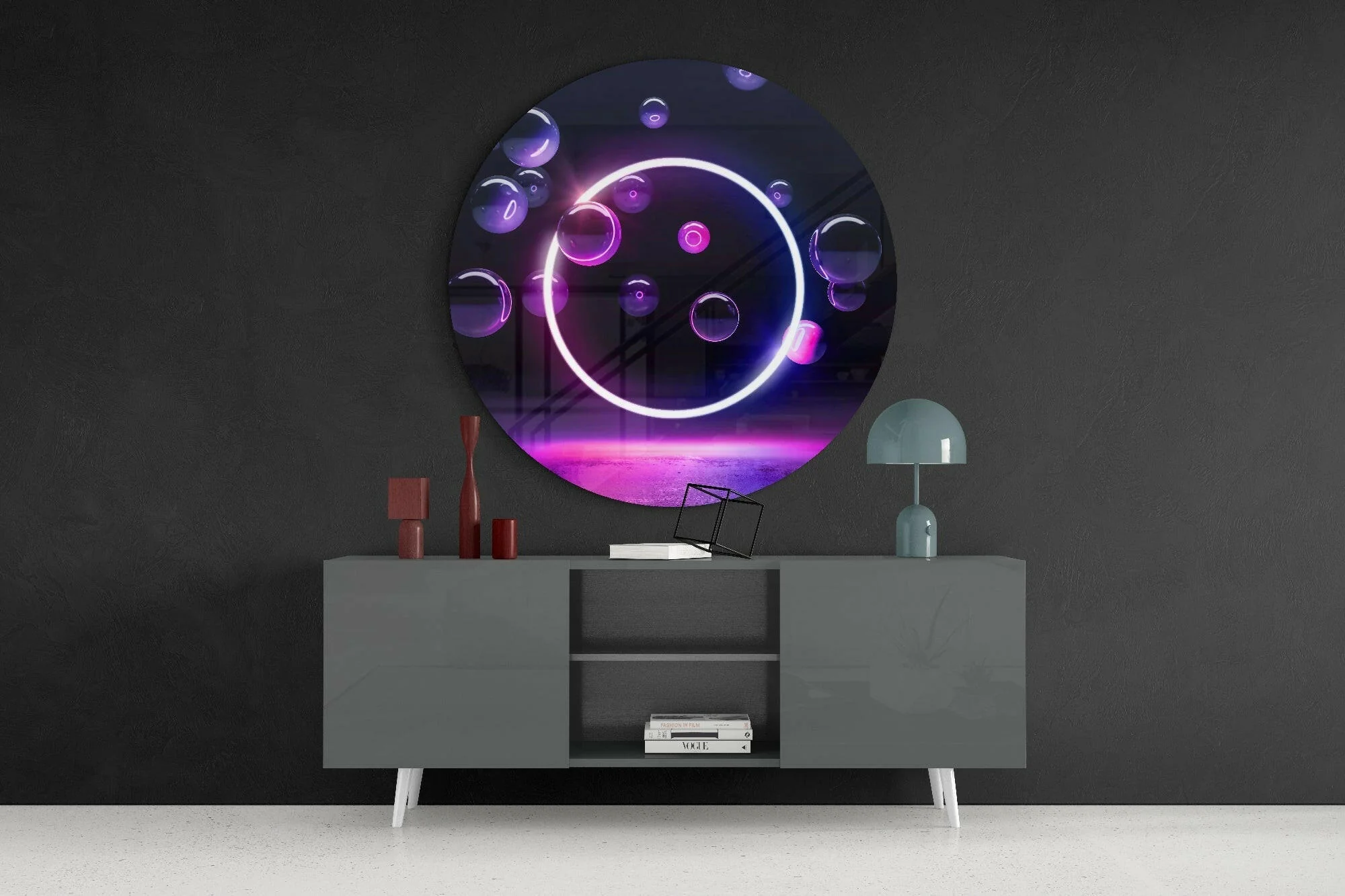 Neon Circle Glass Wall Art - Image 4