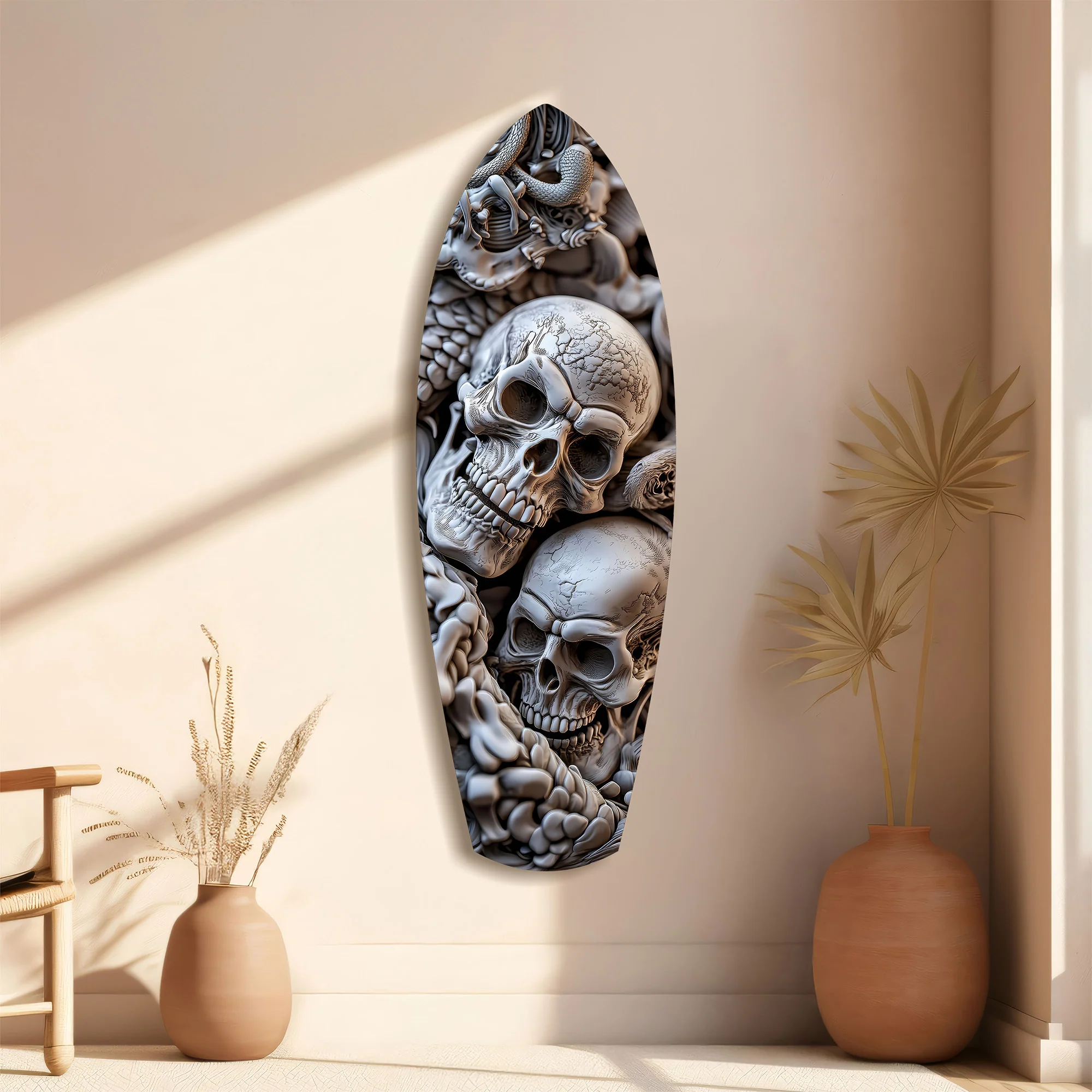 Skull Pile Snake Gothic Memento Mori Glass Wall Art - Image 11