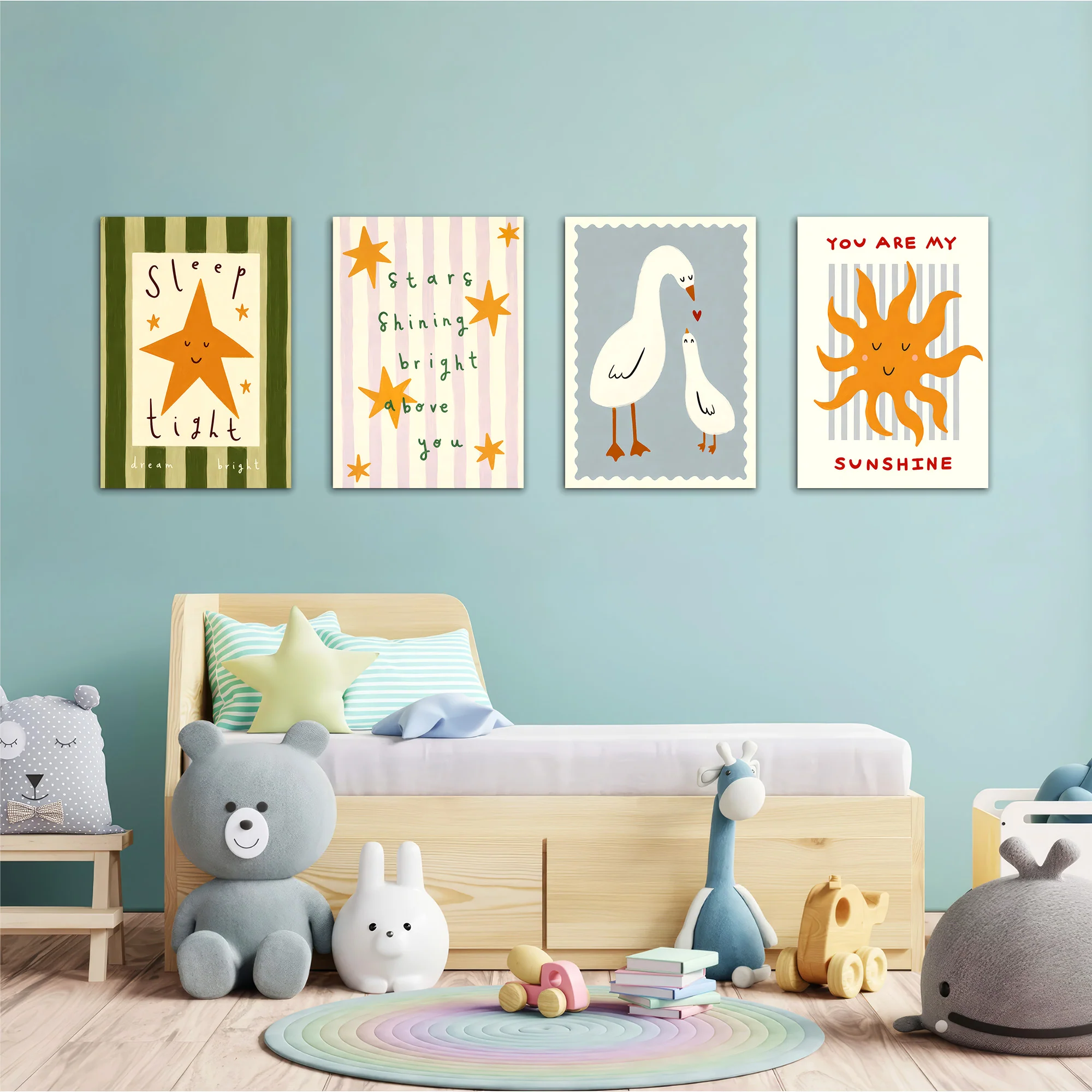 Sleep Tight You Are My Sunshine 4 Pieces Kids Metal Wall Art - Image 2