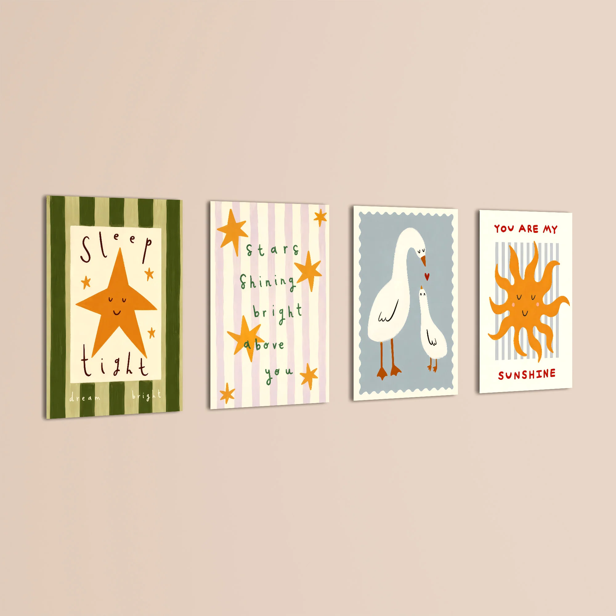 Sleep Tight You Are My Sunshine 4 Pieces Kids Metal Wall Art - Image 3
