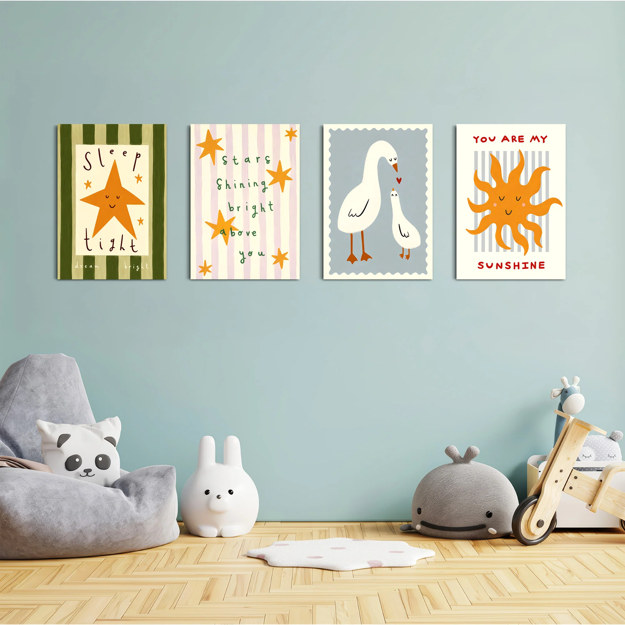 Sleep Tight You Are My Sunshine 4 Pieces Kids Metal Wall Art - Image 4
