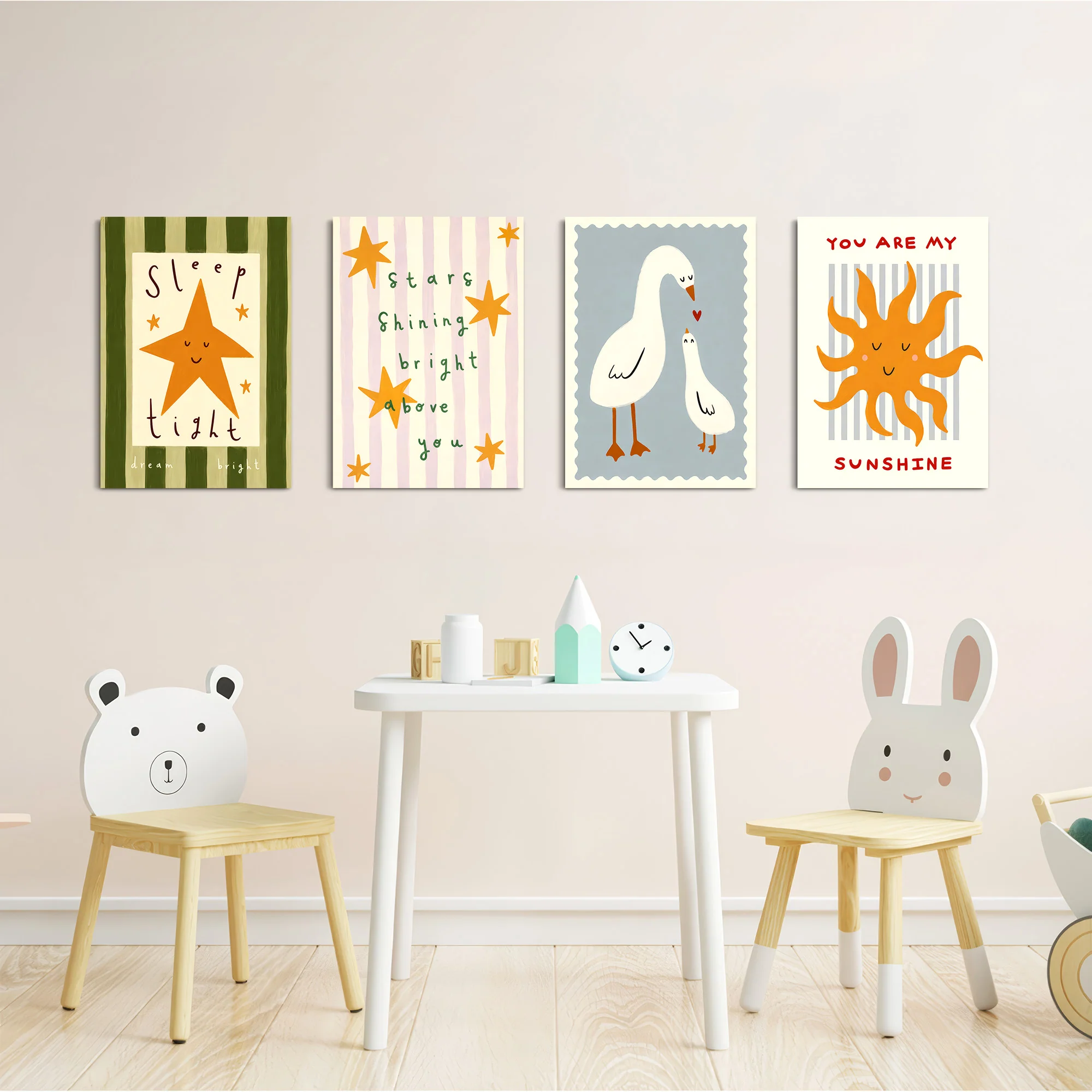Sleep Tight You Are My Sunshine 4 Pieces Kids Metal Wall Art - Image 5