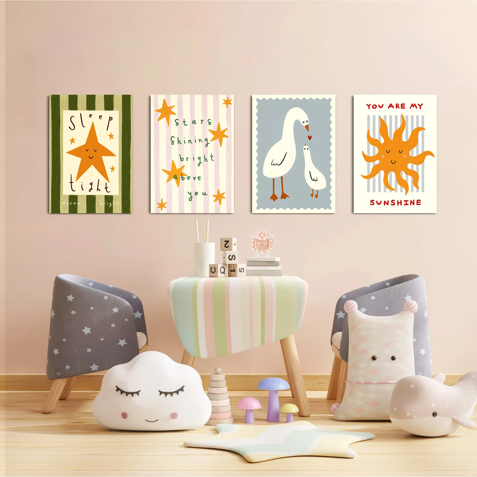 Sleep Tight You Are My Sunshine 4 Pieces Kids Metal Wall Art - Image 6
