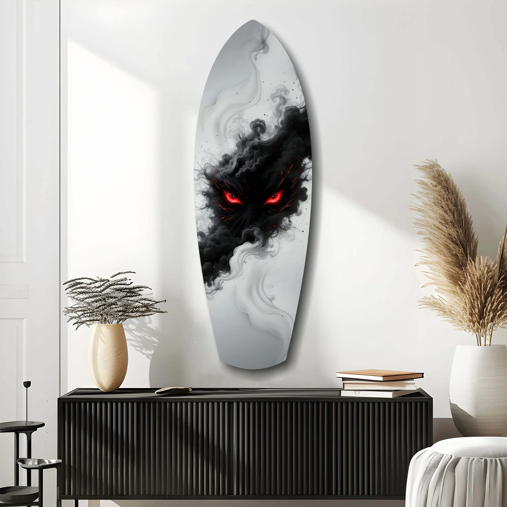 Smoke Beast Red Eyes Dark Fantasy Glass Wall Art - Image 10