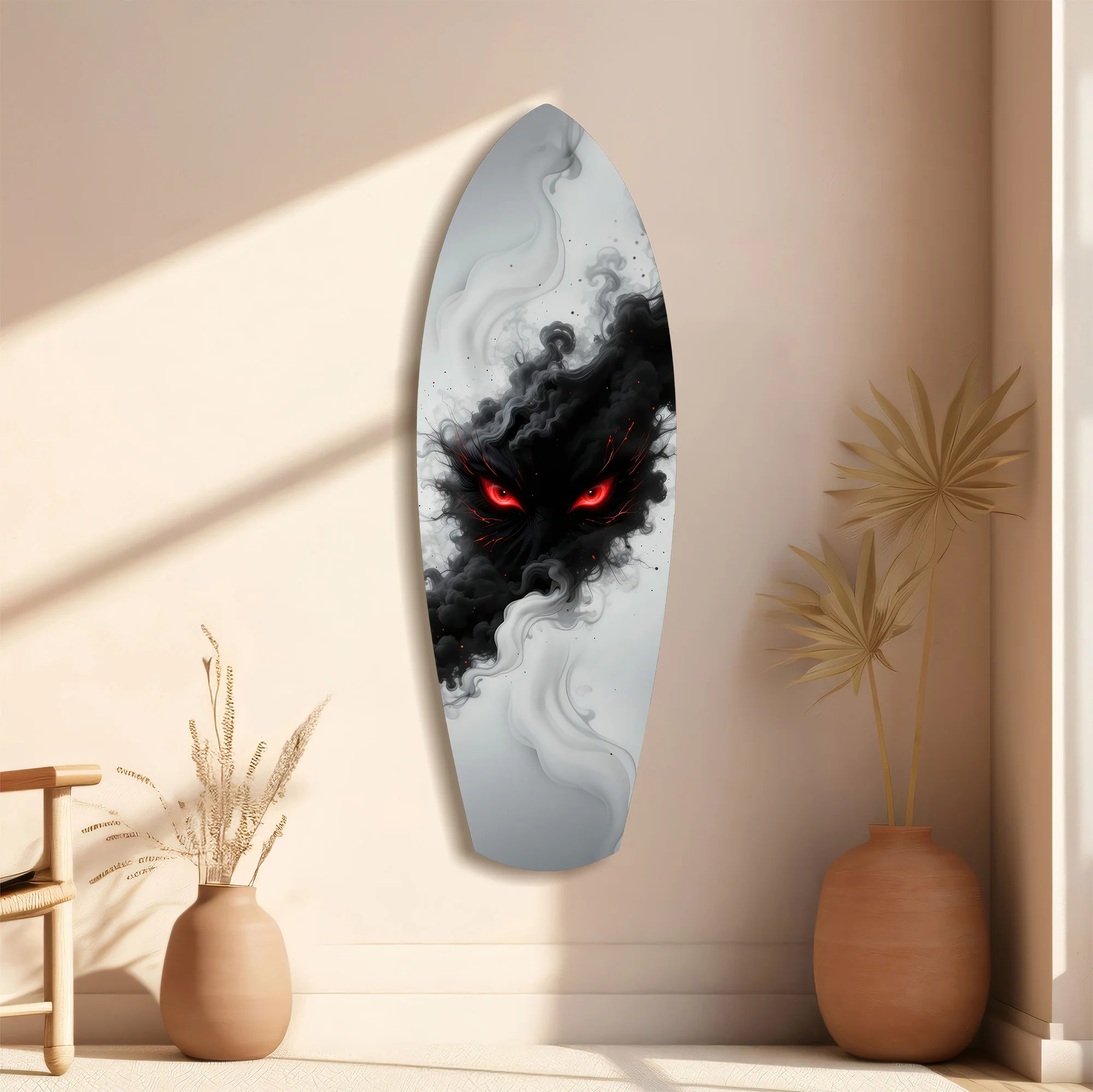 Smoke Beast Red Eyes Dark Fantasy Glass Wall Art - Image 11