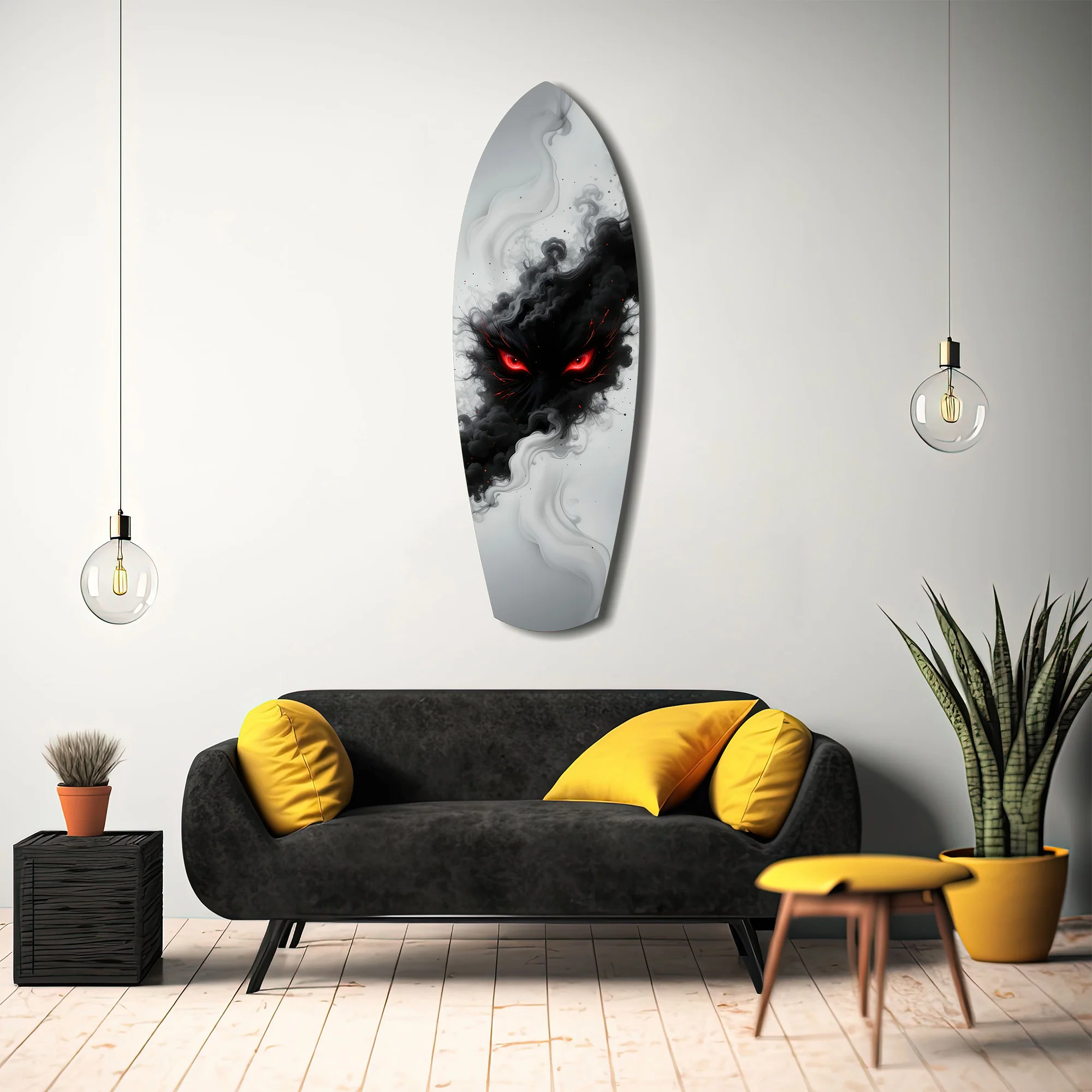 Smoke Beast Red Eyes Dark Fantasy Glass Wall Art - Image 12