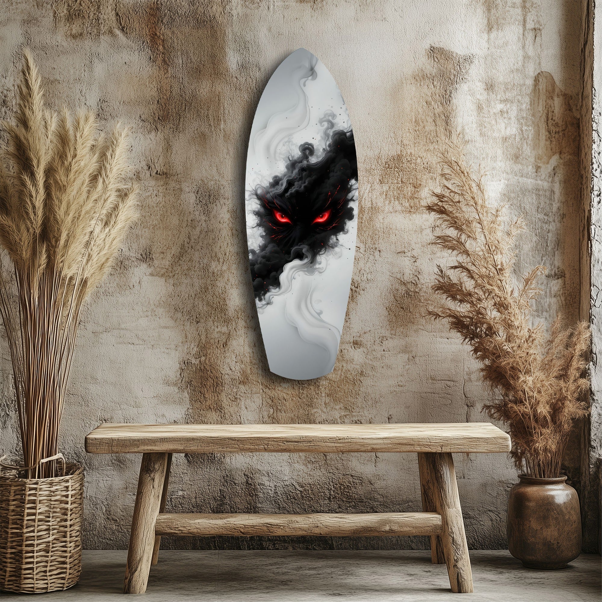 Smoke Beast Red Eyes Dark Fantasy Glass Wall Art - Image 3