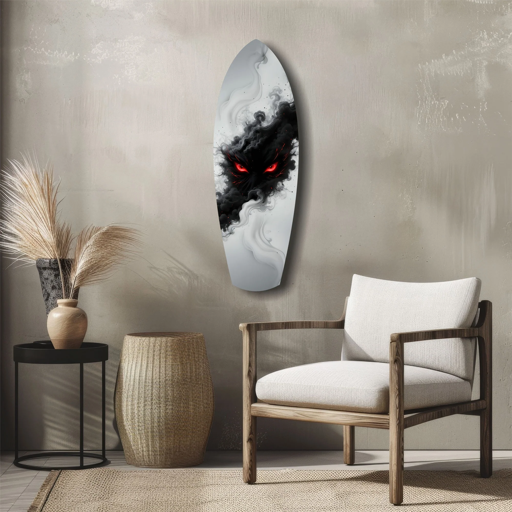 Smoke Beast Red Eyes Dark Fantasy Glass Wall Art - Image 5