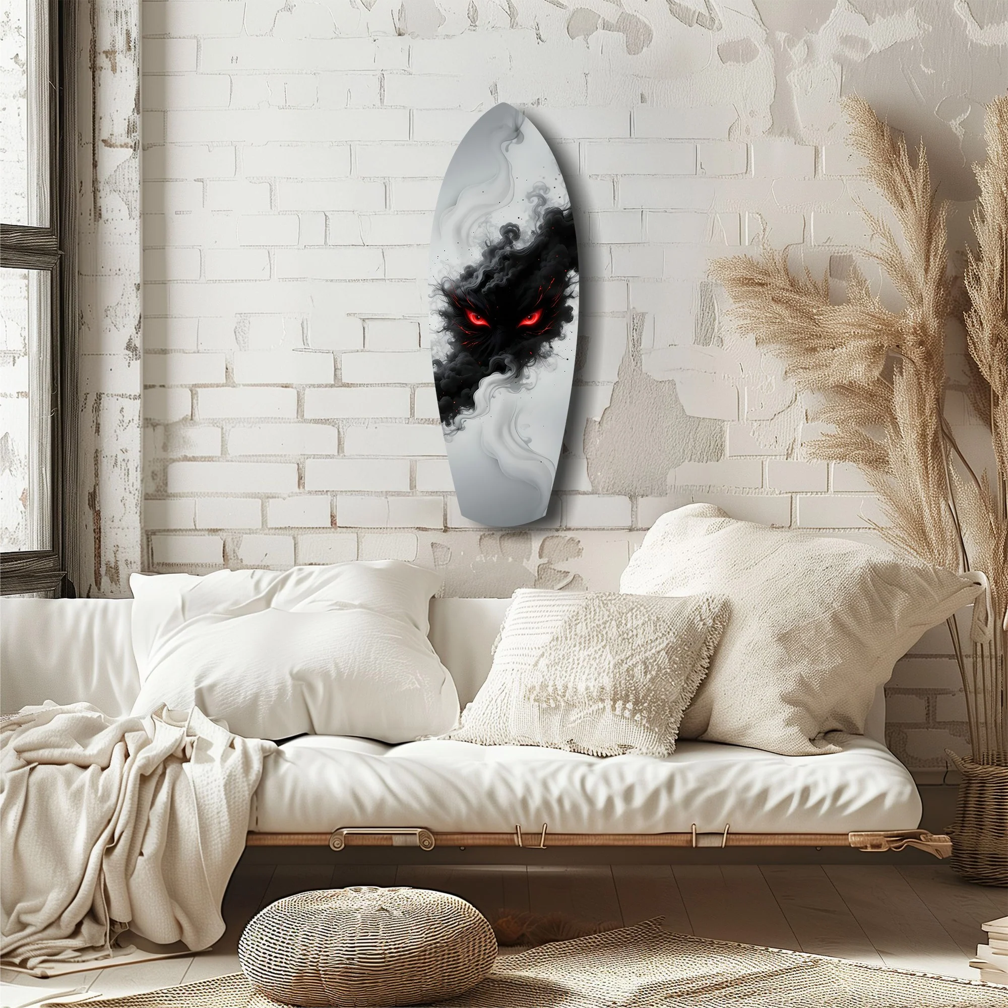 Smoke Beast Red Eyes Dark Fantasy Glass Wall Art - Image 6