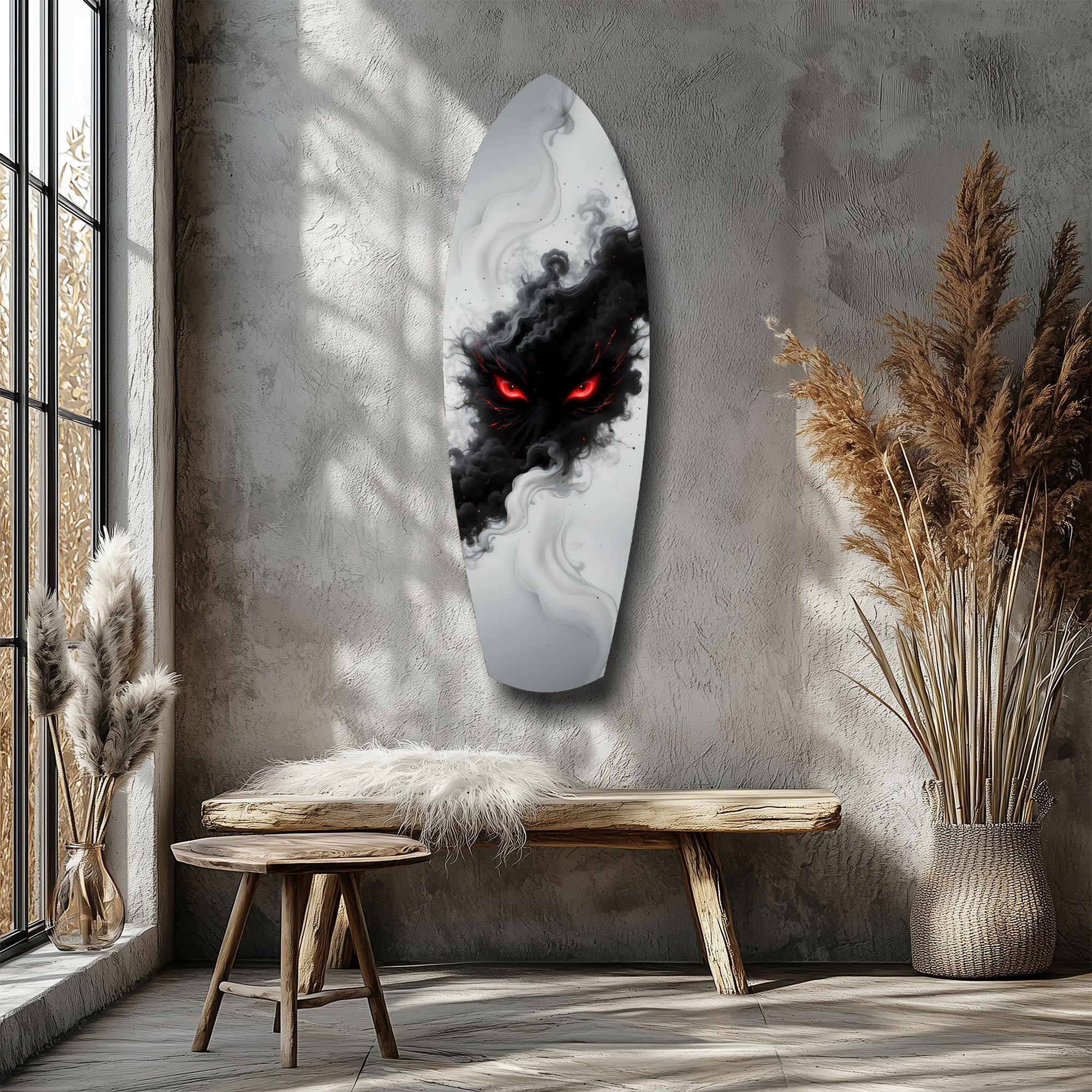 Smoke Beast Red Eyes Dark Fantasy Glass Wall Art - Image 8