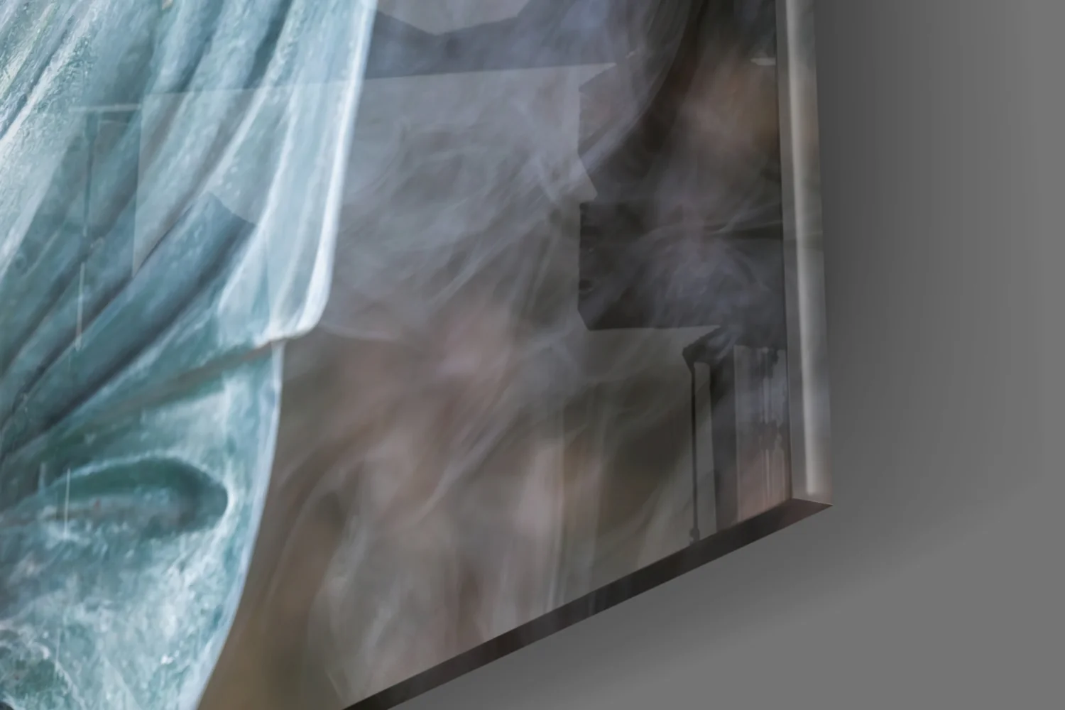 Smoky Jade Buddha Statue Glass Wall Art - Image 7
