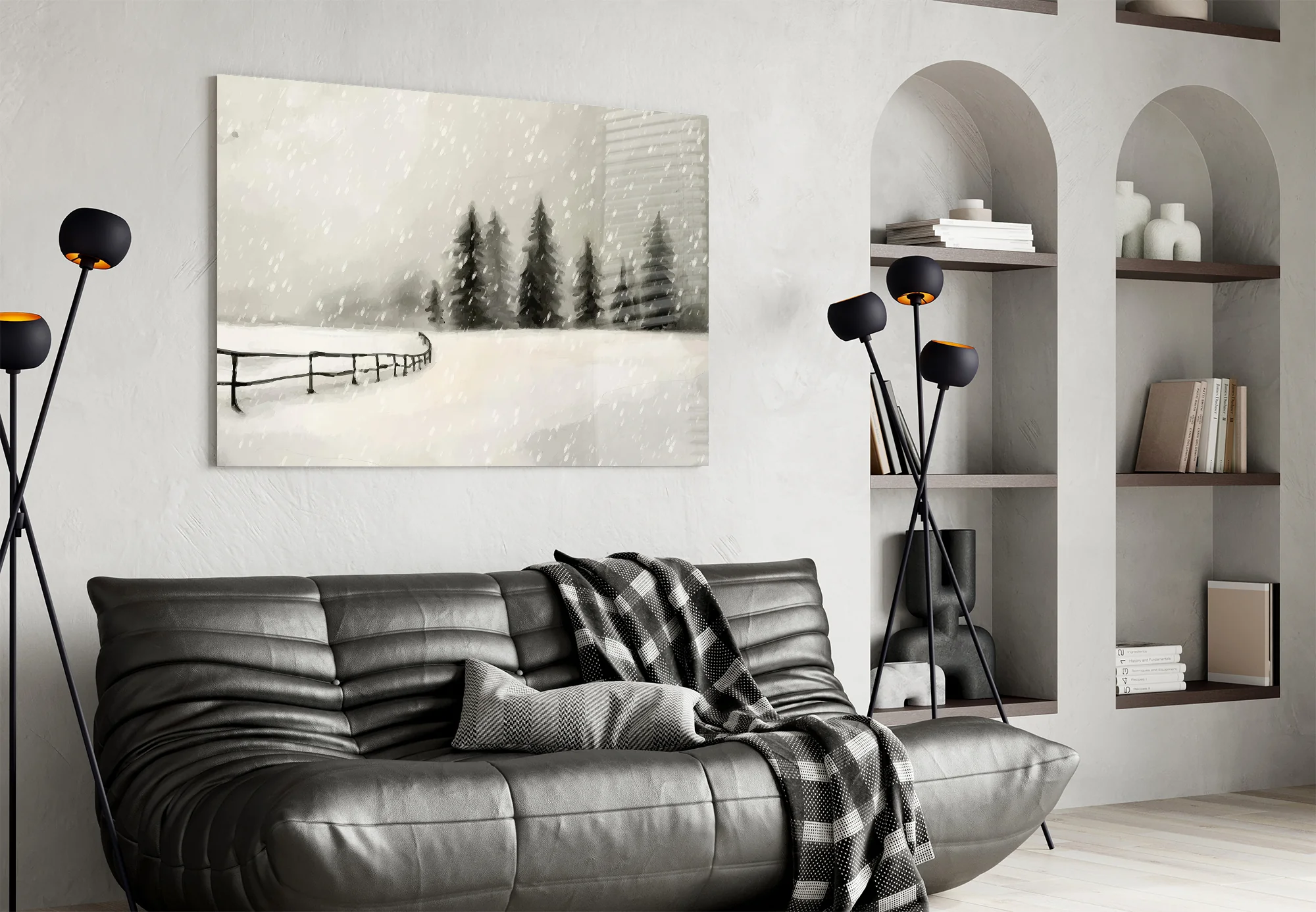 Snowy Pine Forest Path Glass Wall Art - Image 4