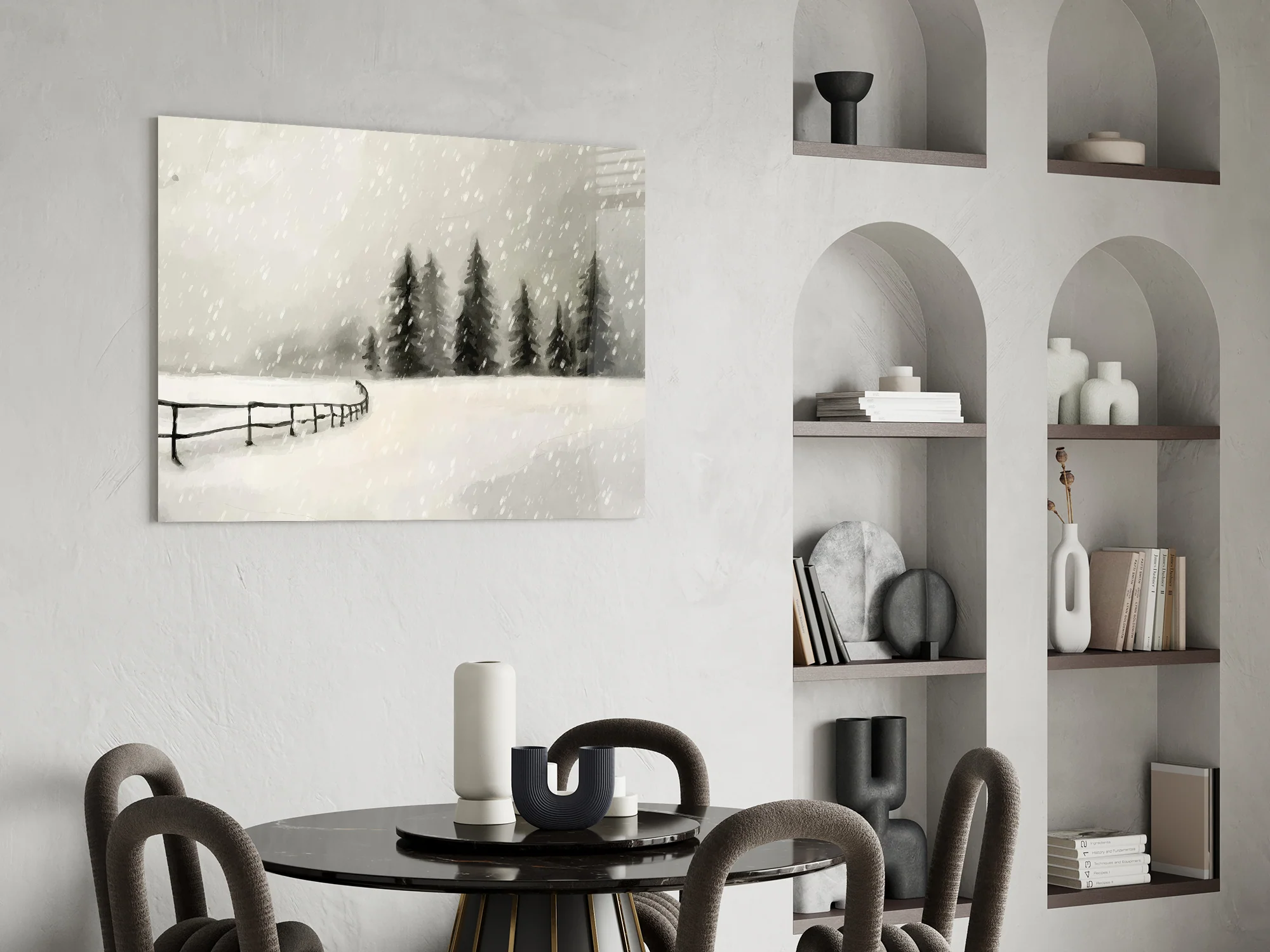 Snowy Pine Forest Path Glass Wall Art - Image 6