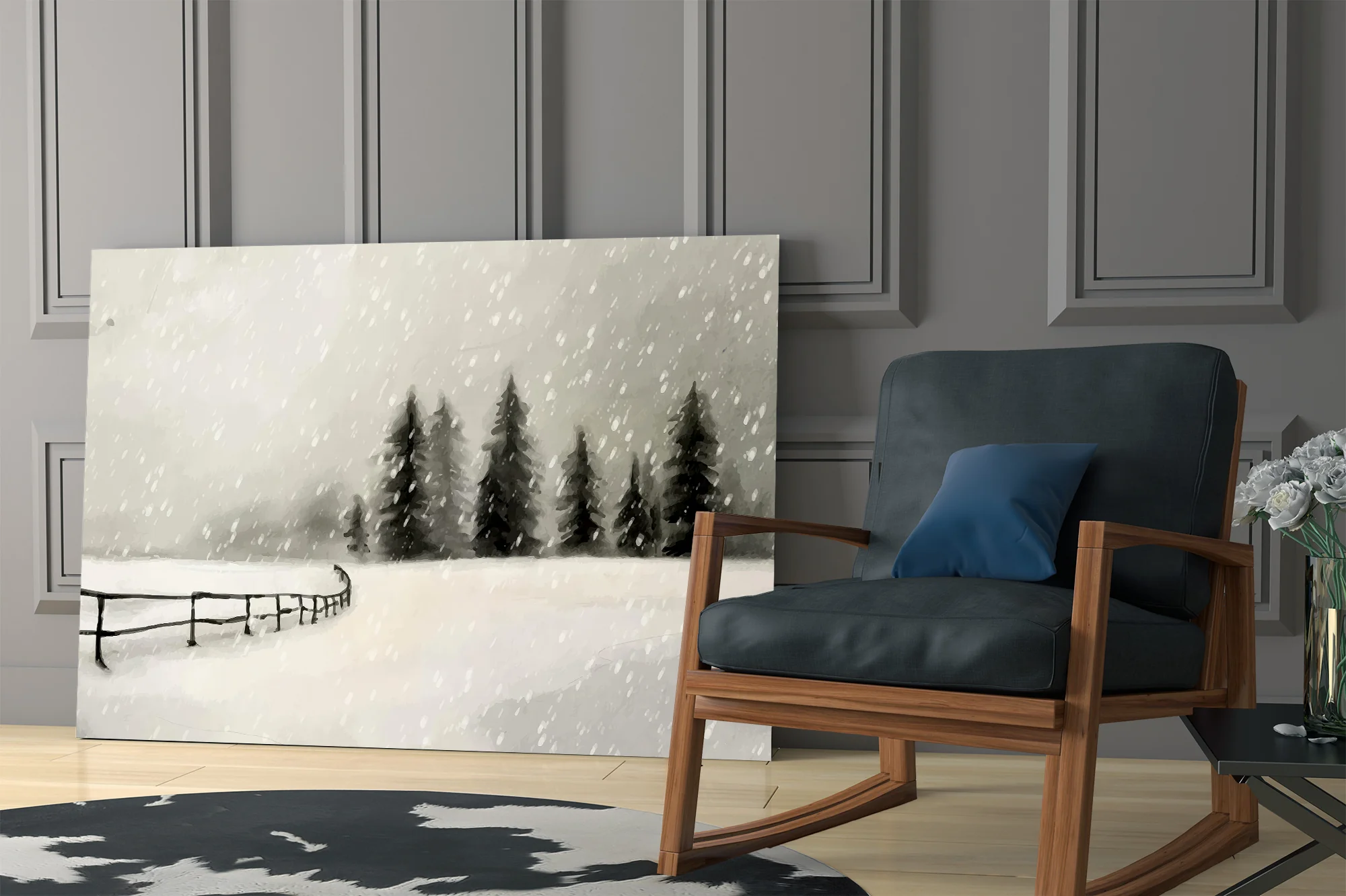 Snowy Pine Forest Path Glass Wall Art - Image 7