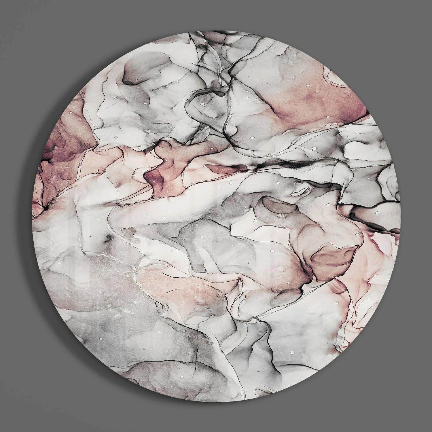 Soft Blush Gray Marble Glass Wall Art - Image 2