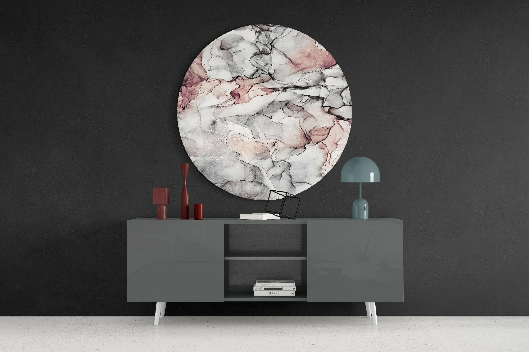 Soft Blush Gray Marble Glass Wall Art - Image 4