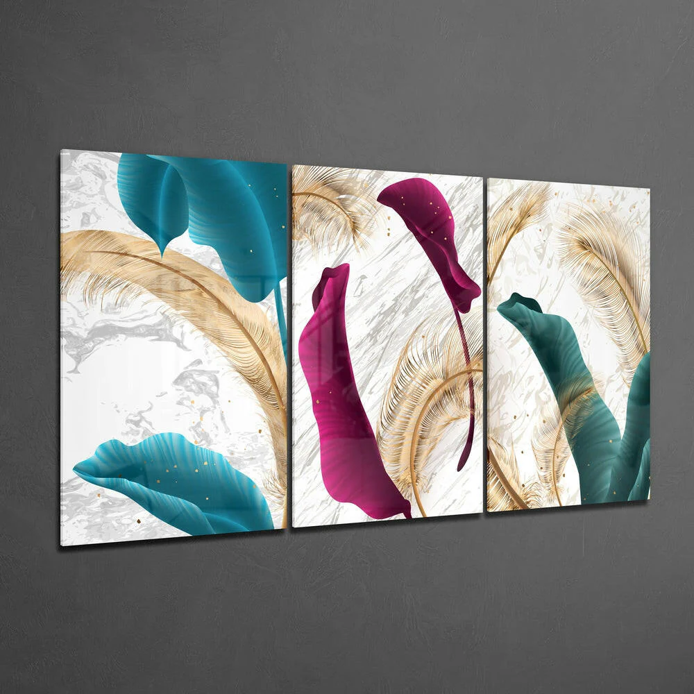 Soft Leaves Glass Wall Art - Image 2