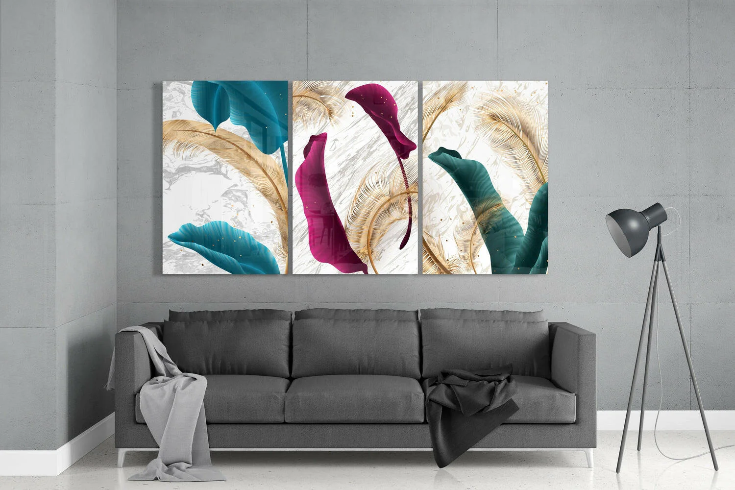 Soft Leaves Glass Wall Art - Image 3