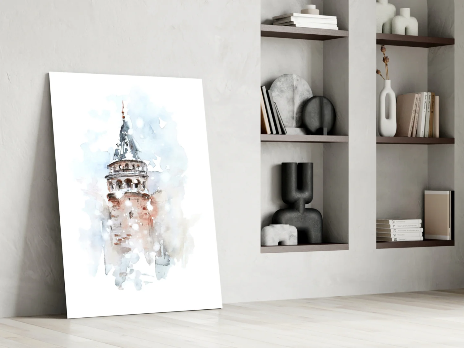 Soft Watercolor Galata Tower Glass Wall Art - Image 6