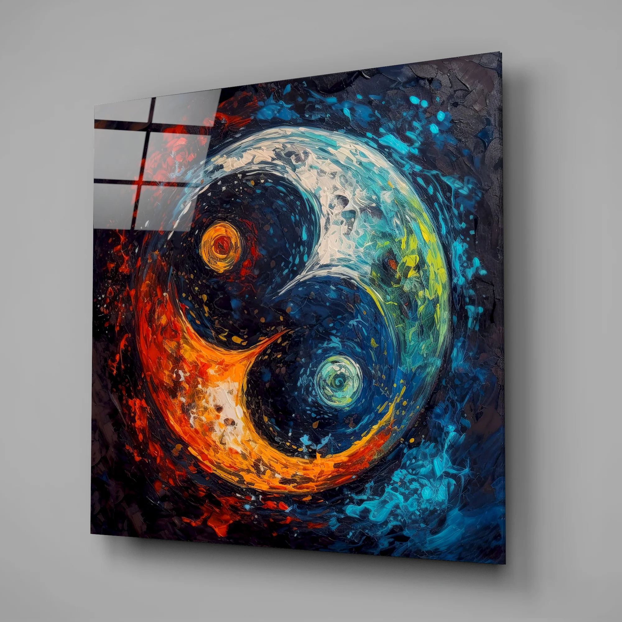 Sophisticated Ying and Yang Glass Wall Art  || Designers Collection - Image 2