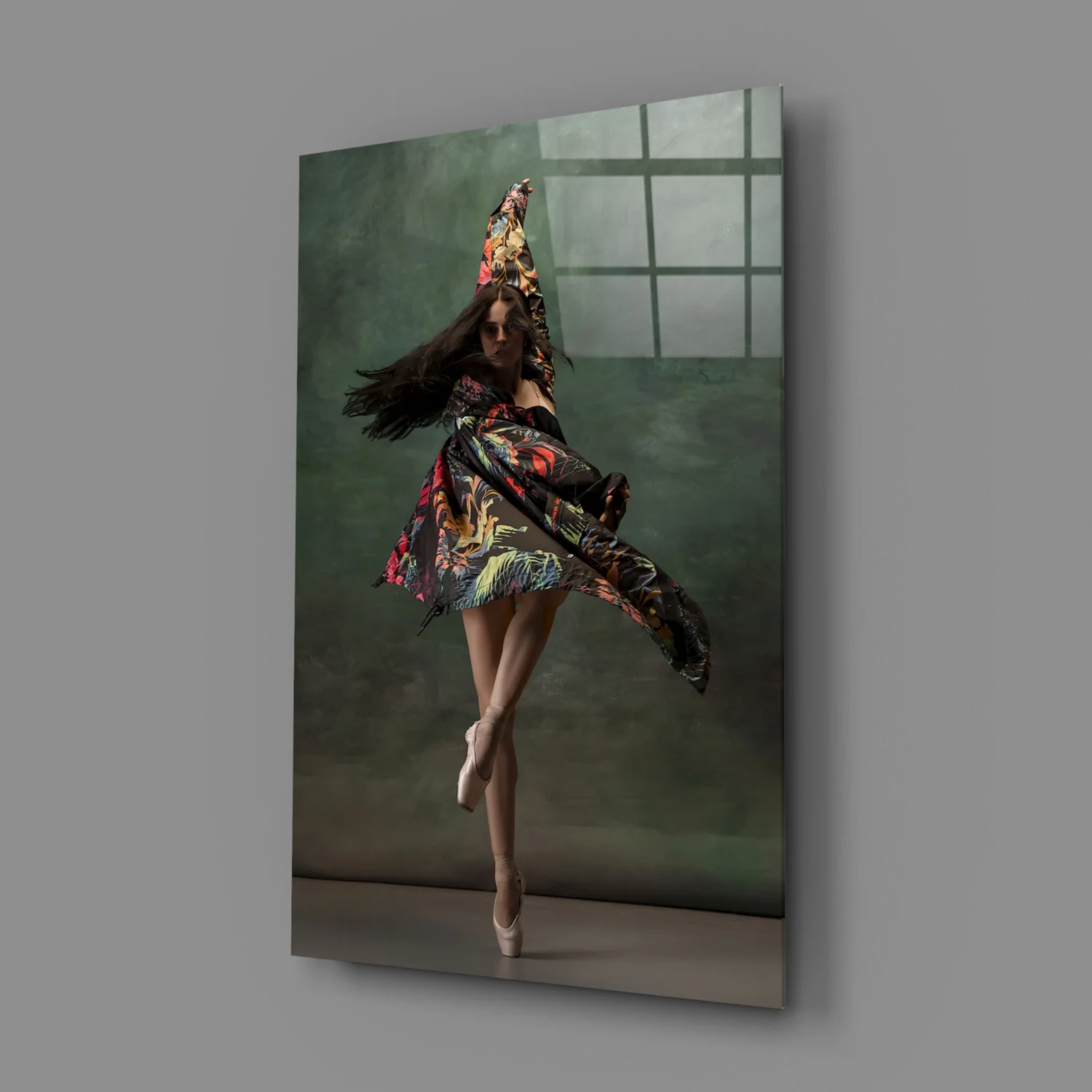 Spinning Floral Dress Ballerina Glass Wall Art - Image 3