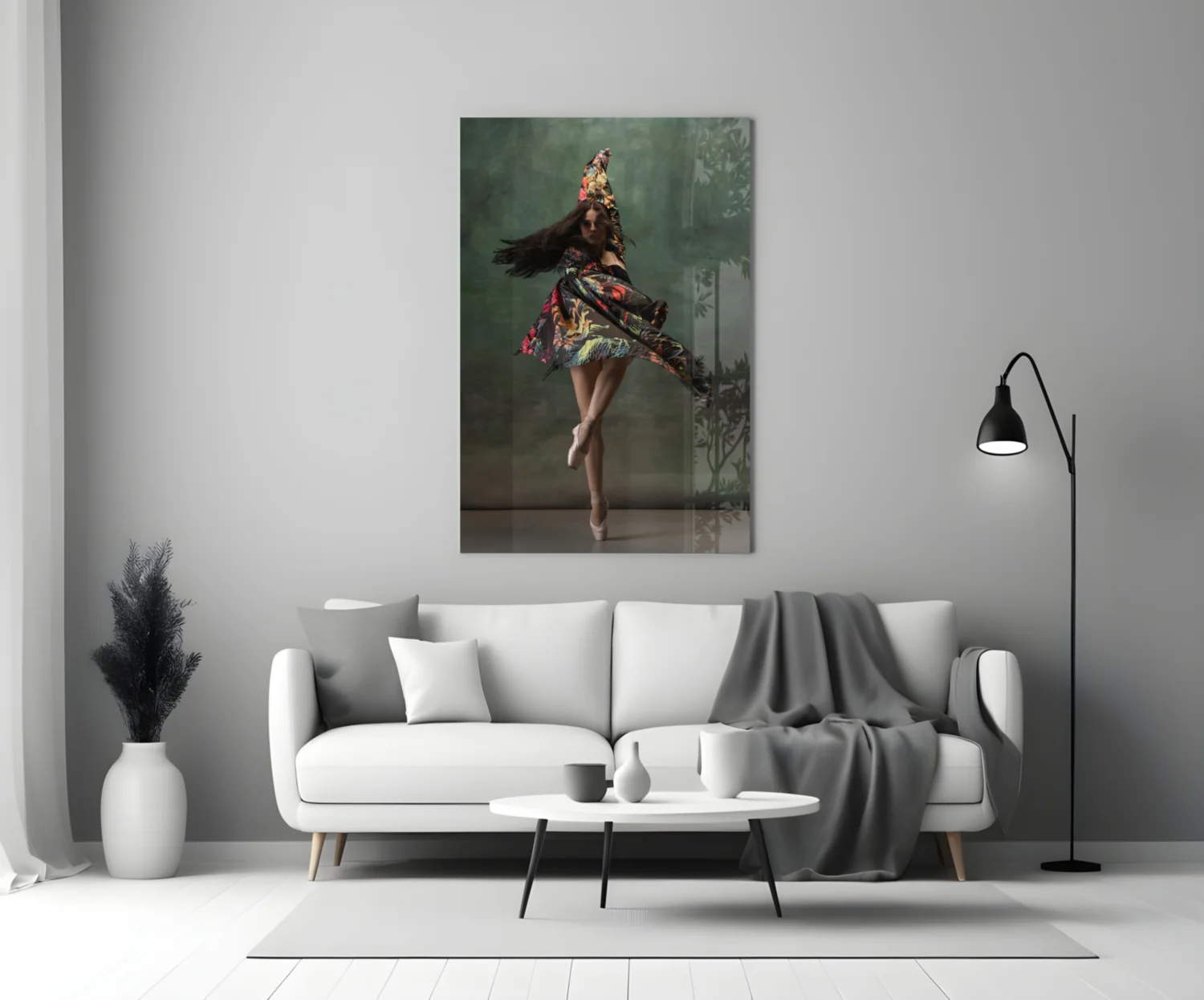 Spinning Floral Dress Ballerina Glass Wall Art - Image 4
