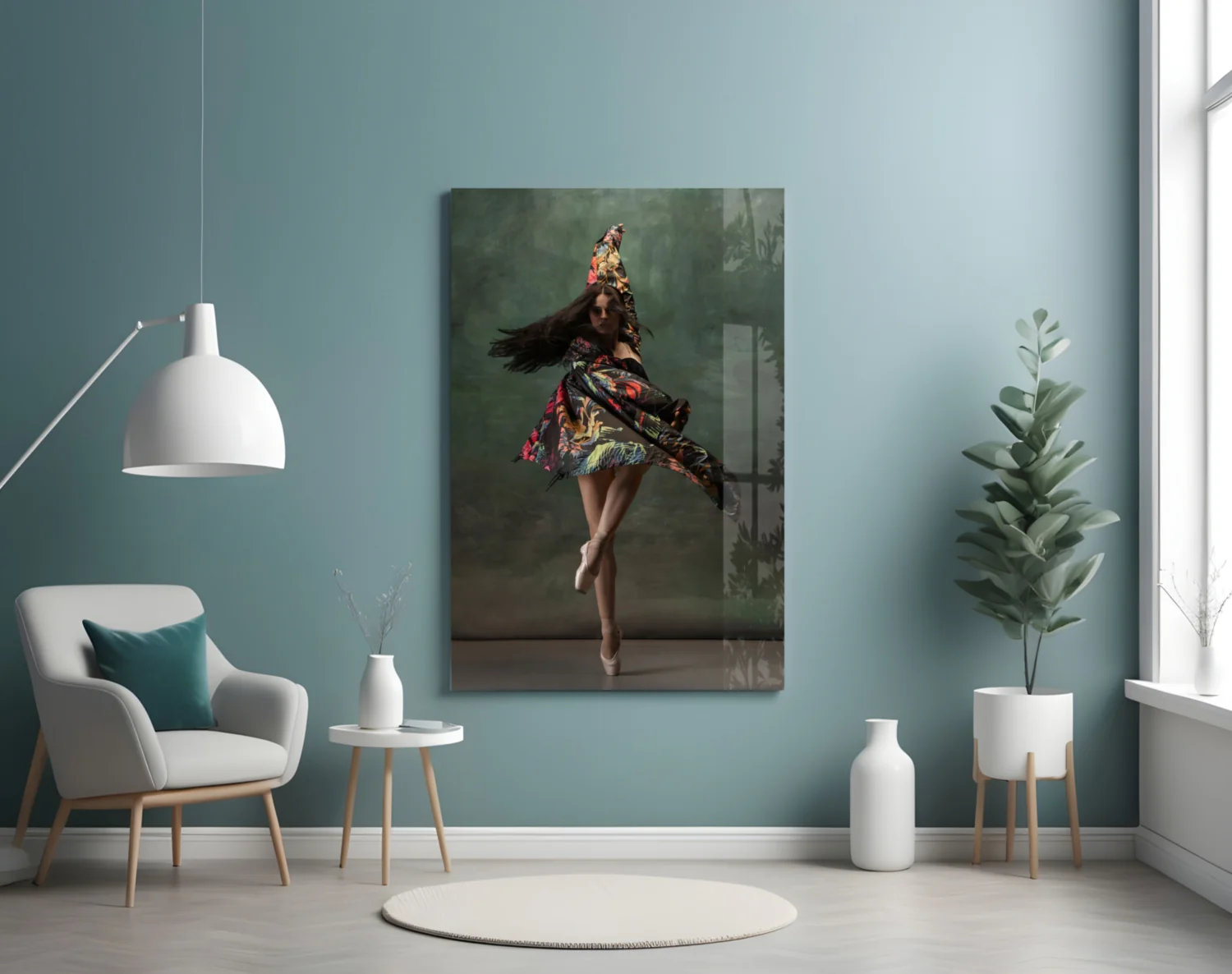 Spinning Floral Dress Ballerina Glass Wall Art - Image 5