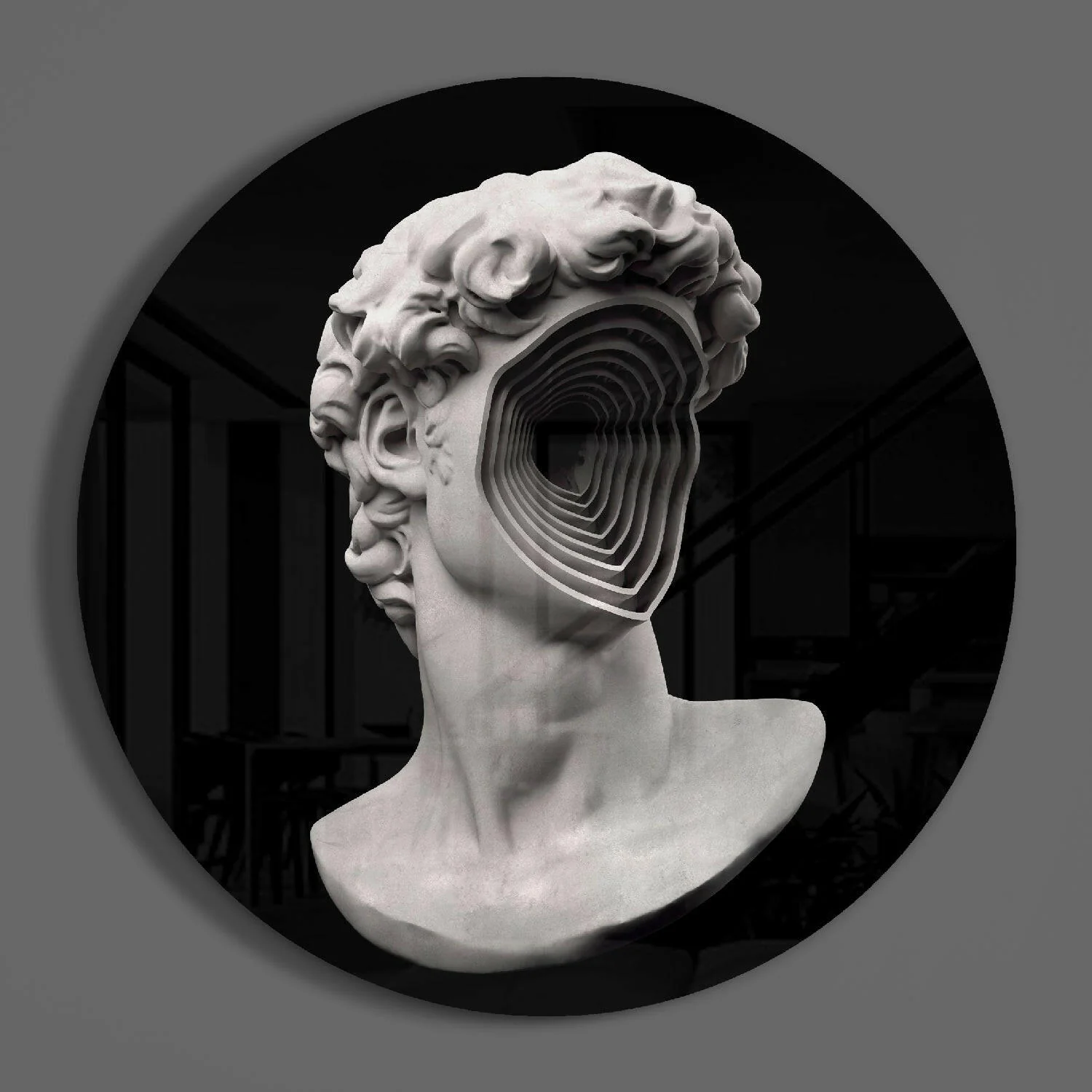 Spiral Face Statue Glass Wall Art - Image 3