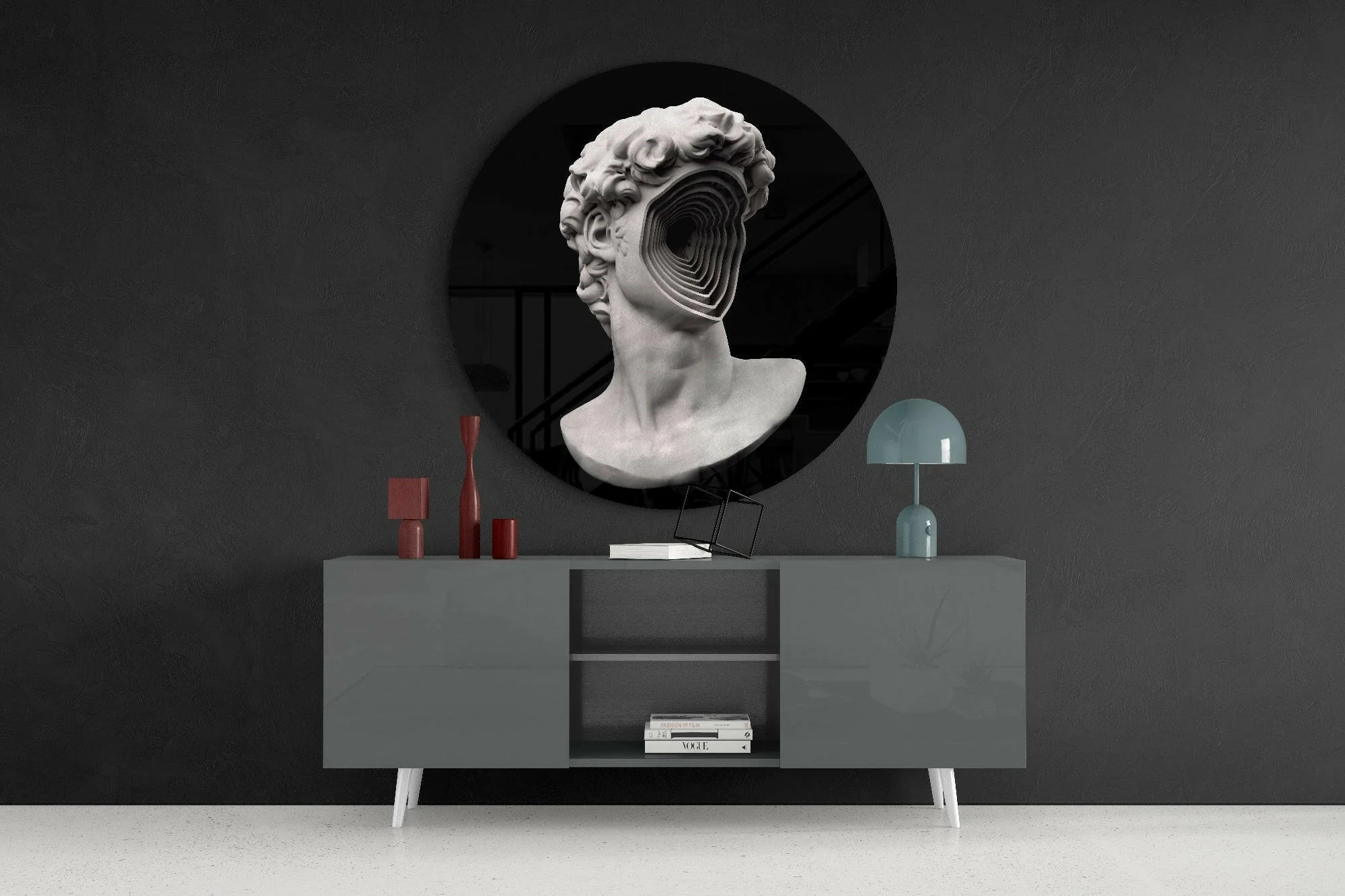Spiral Face Statue Glass Wall Art - Image 4
