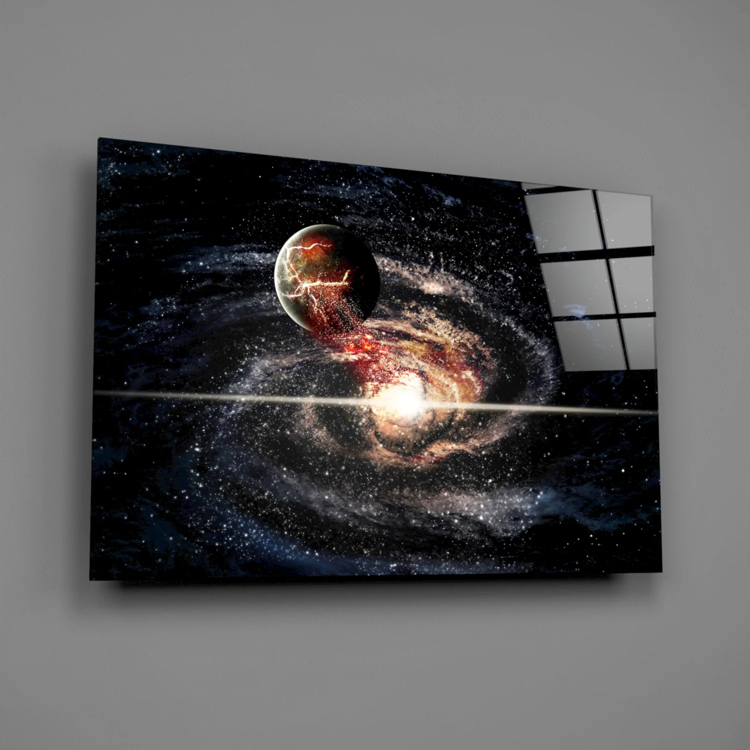 Spiral Galaxy Collision Glass Wall Art - Image 2