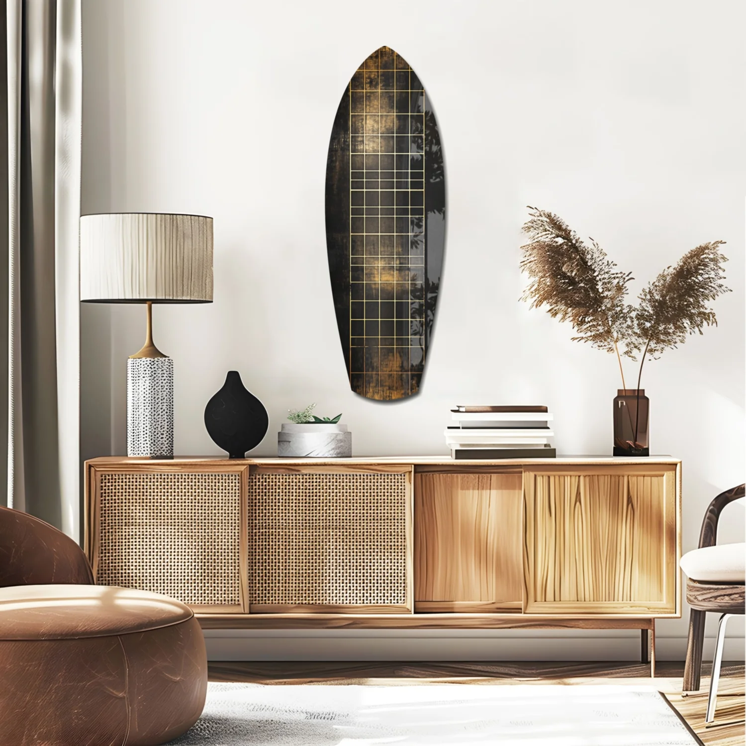 Golden Surf Reflection Glass Wall Art - Image 2
