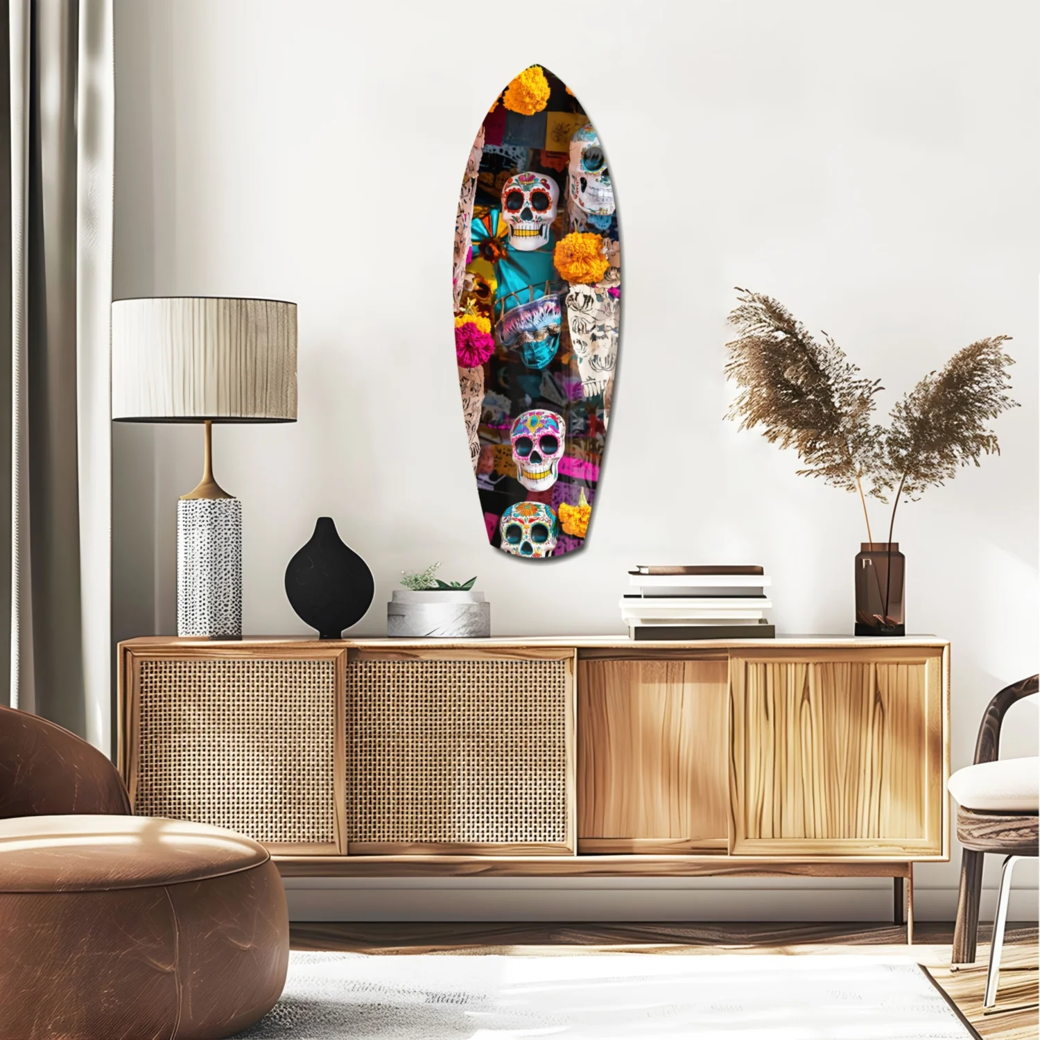 Colorful Skulls Glass Wall Art - Image 2