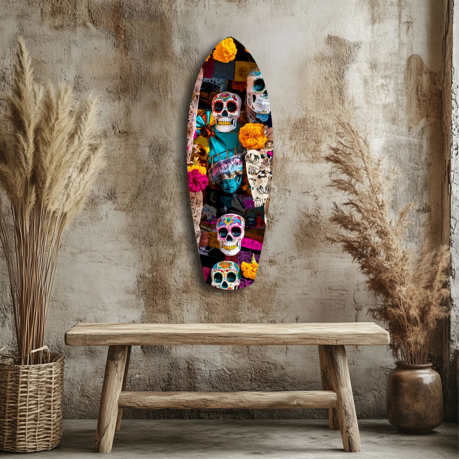 Colorful Skulls Glass Wall Art - Image 3