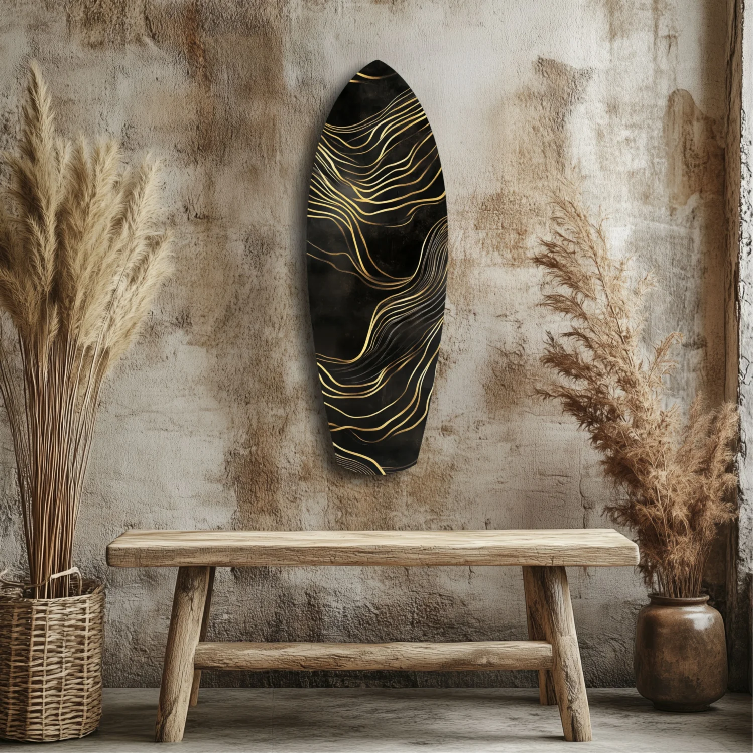 Golden Waves Glass Wall Art - Image 3
