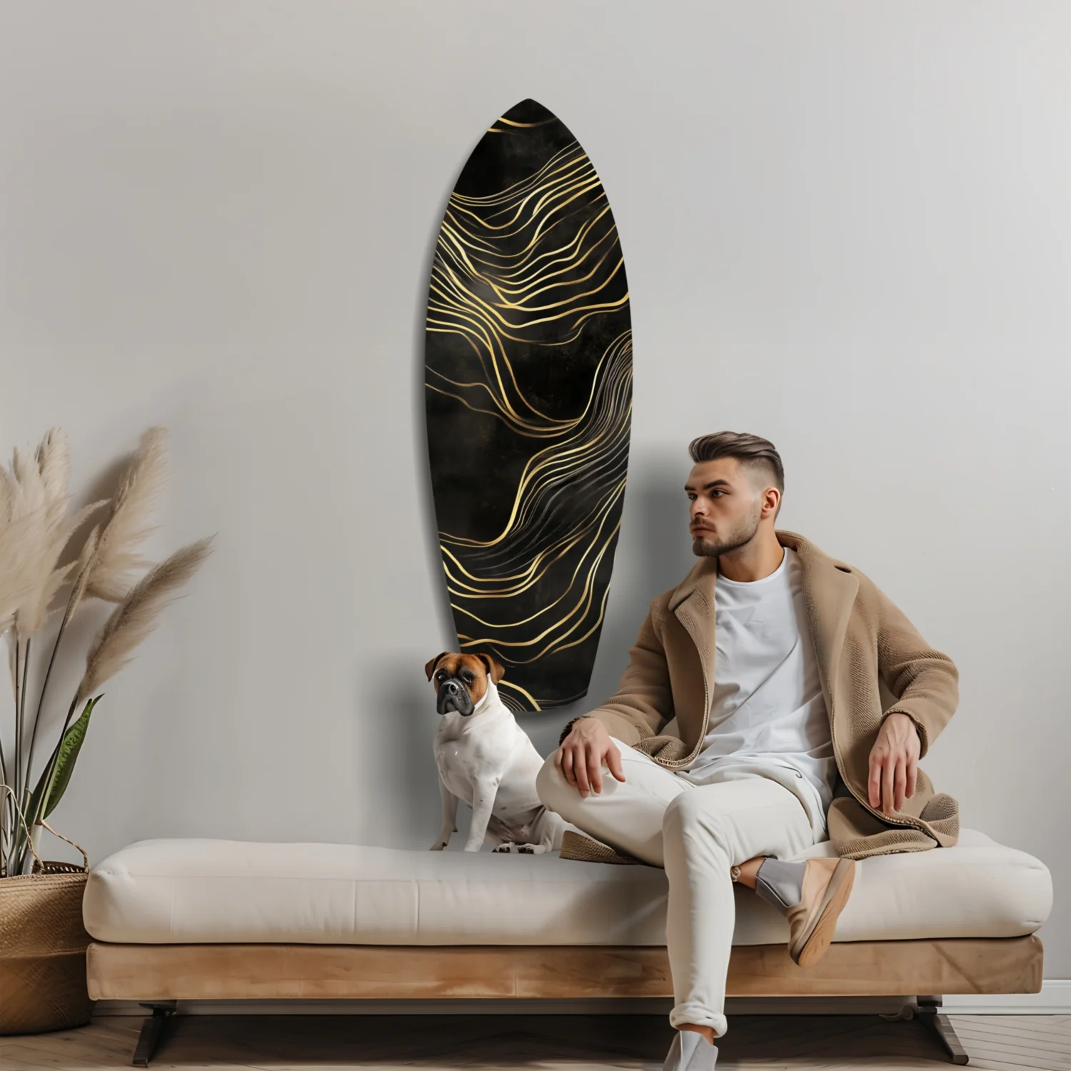 Golden Waves Glass Wall Art - Image 8