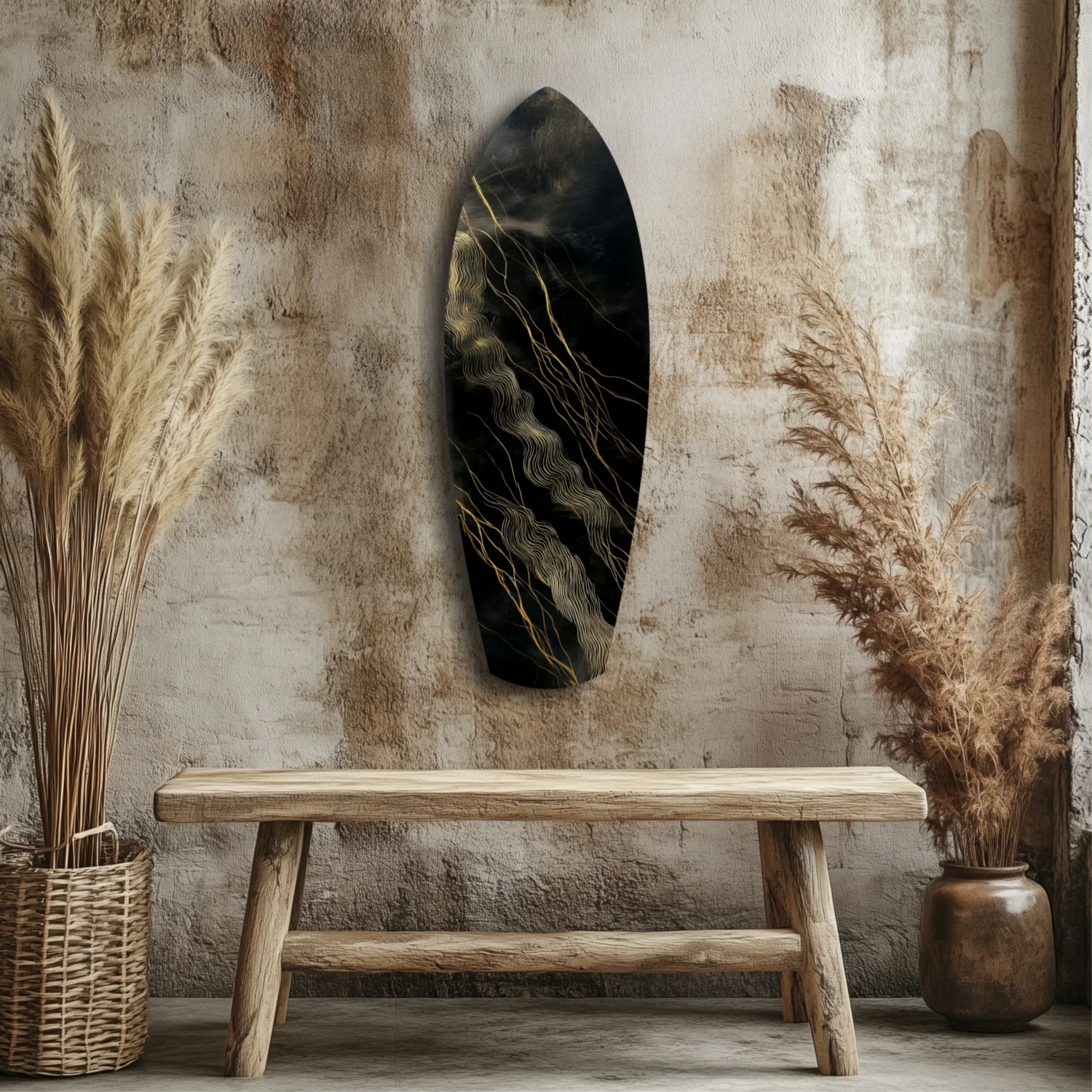 Golden Waves Glass Wall Art - Image 3