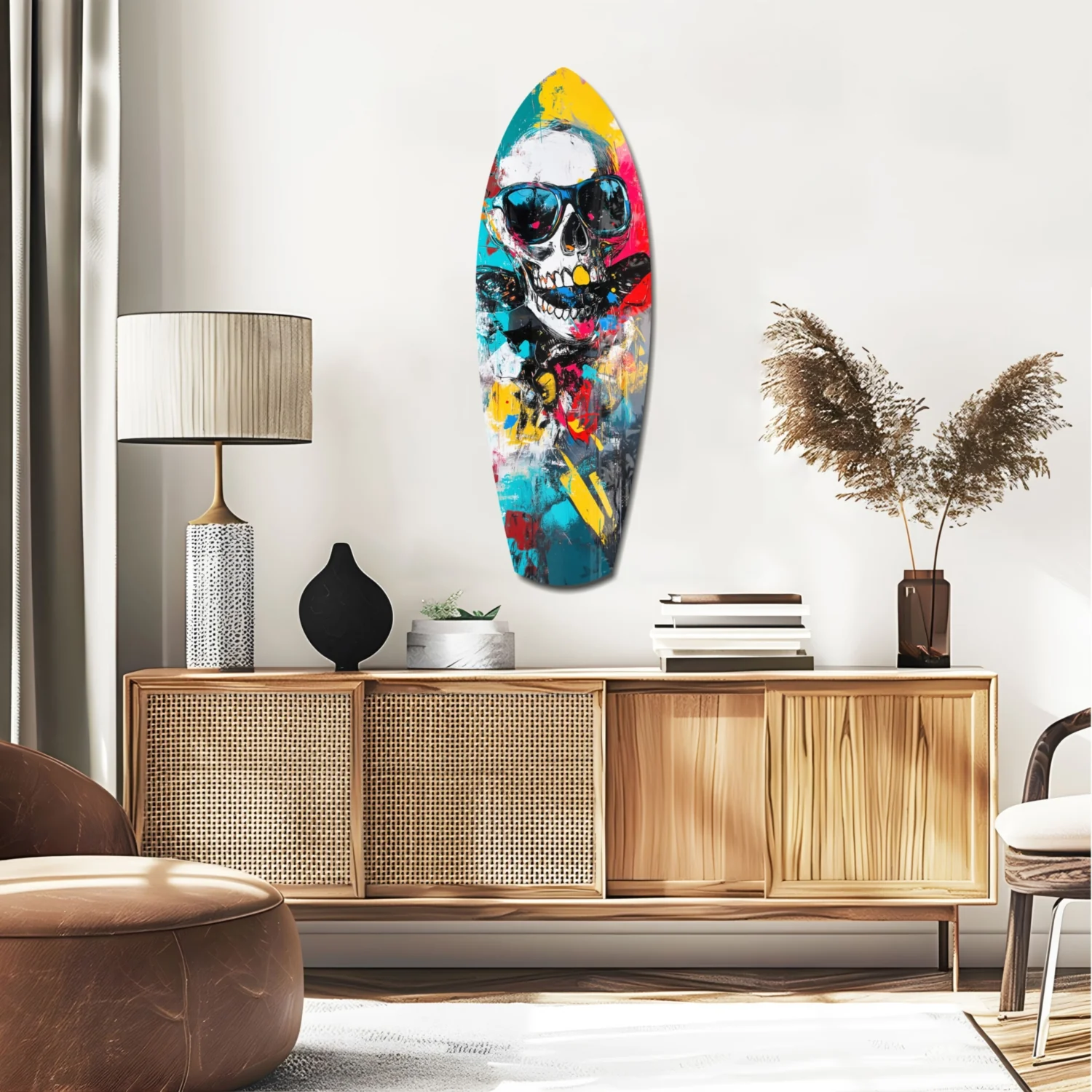 Street Soul Graffiti Skulls Glass Wall Art - Image 2