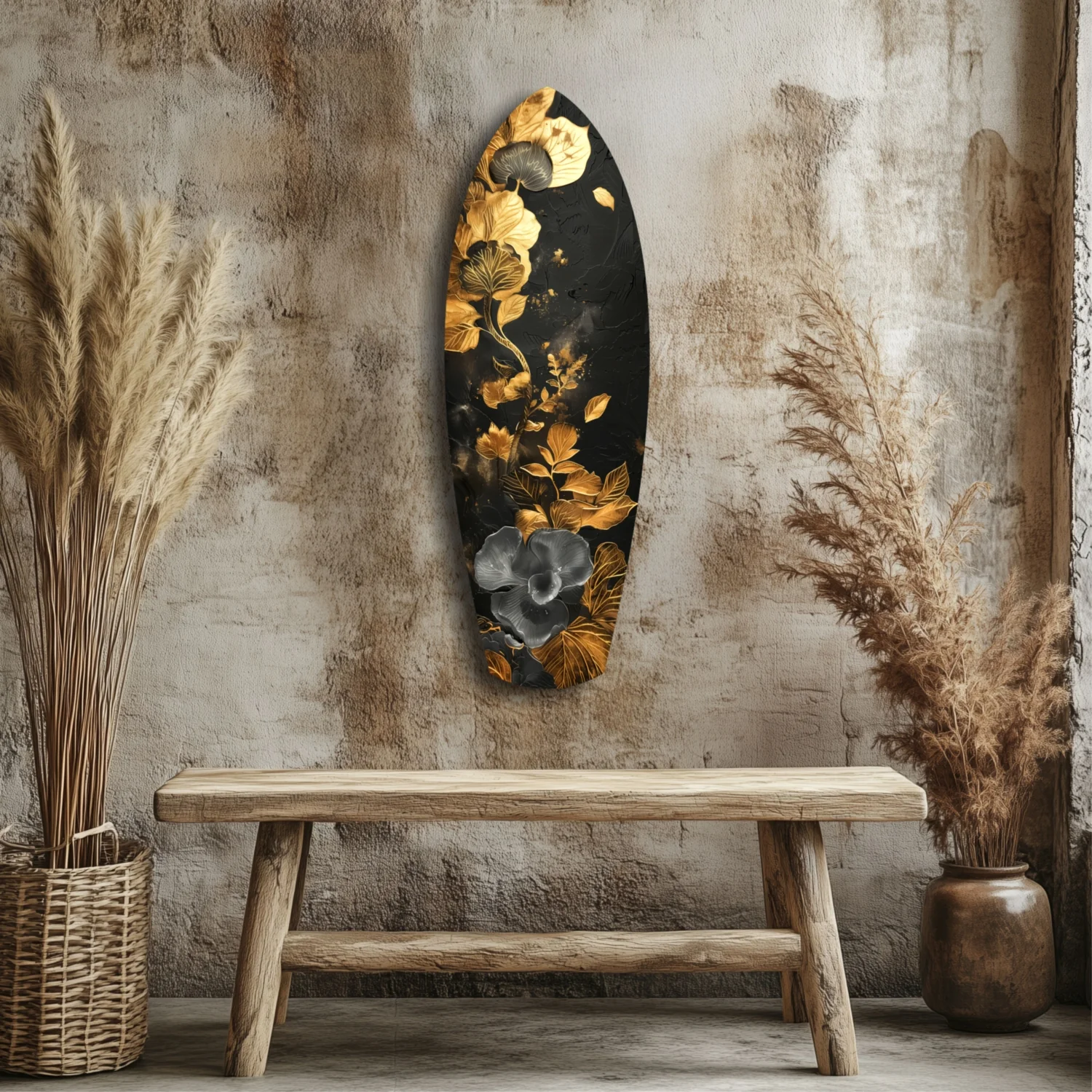 Golden Flower Glass Wall Art - Image 3