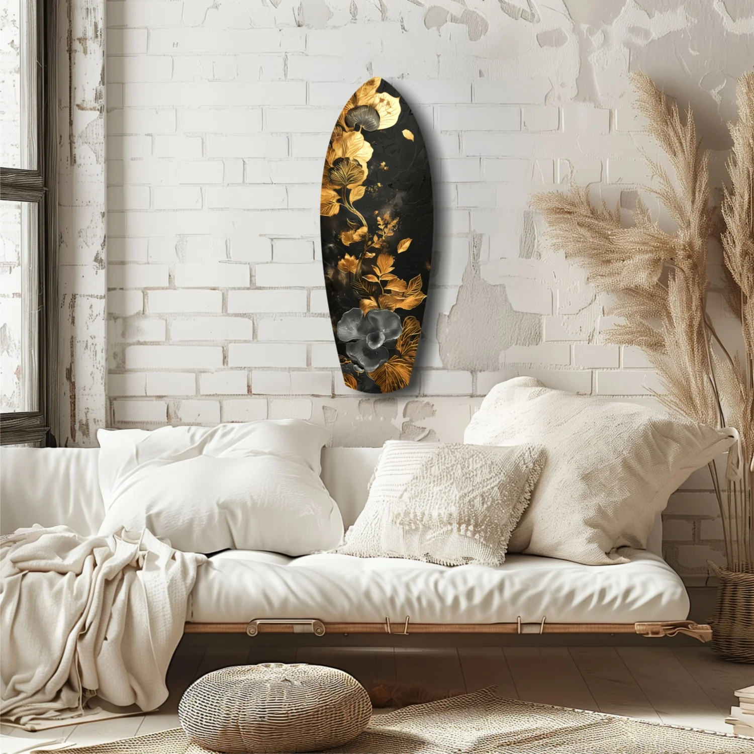 Golden Flower Glass Wall Art - Image 6