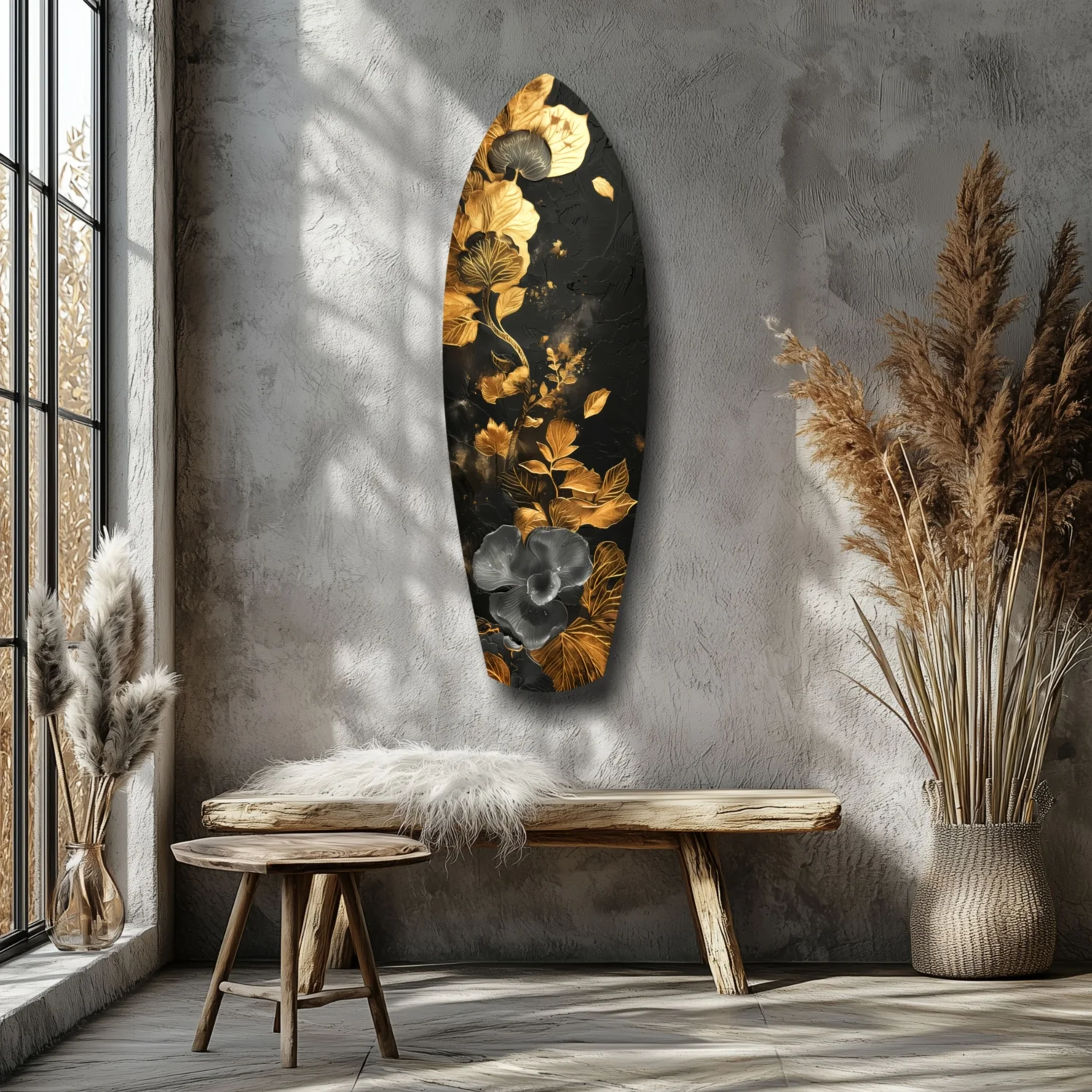 Golden Flower Glass Wall Art - Image 7