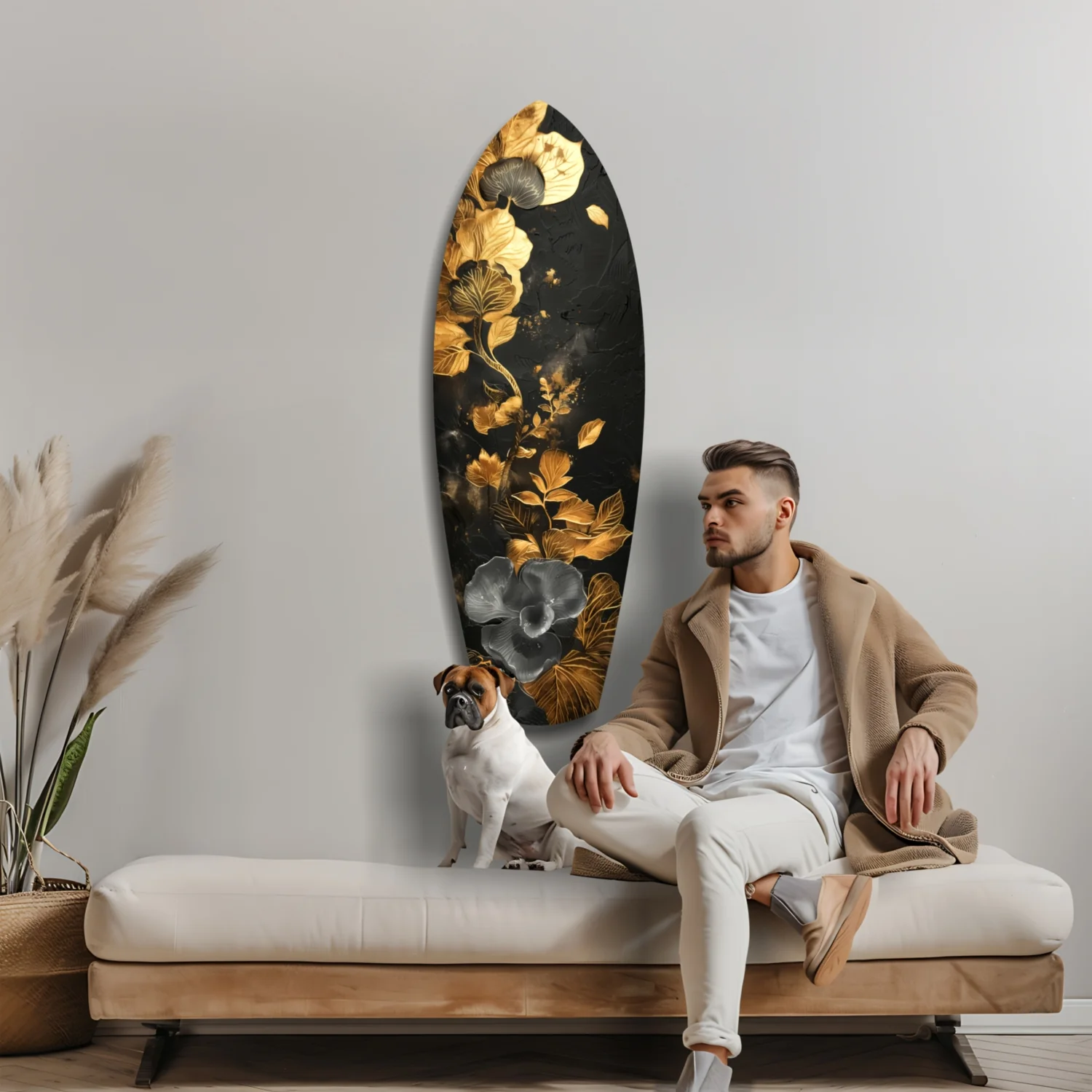 Golden Flower Glass Wall Art - Image 9