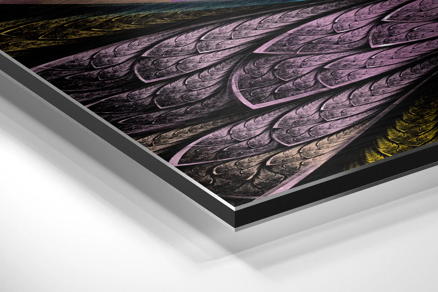 Stained Glass Fractal Flower Brushed Aluminium Dibond Wall Art - Image 2