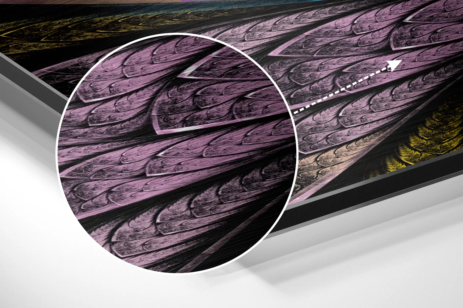 Stained Glass Fractal Flower Brushed Aluminium Dibond Wall Art - Image 3