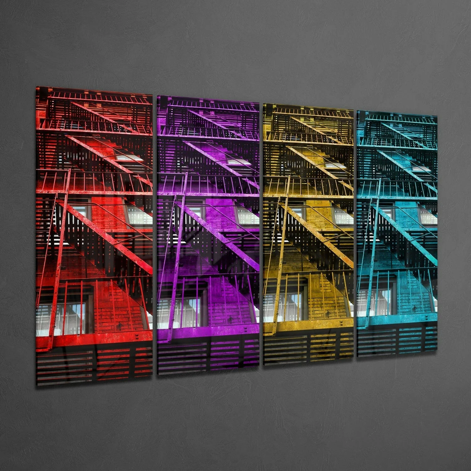 Stairs 4 Pieces Mega Glass Wall Art (59"x36") - Image 2