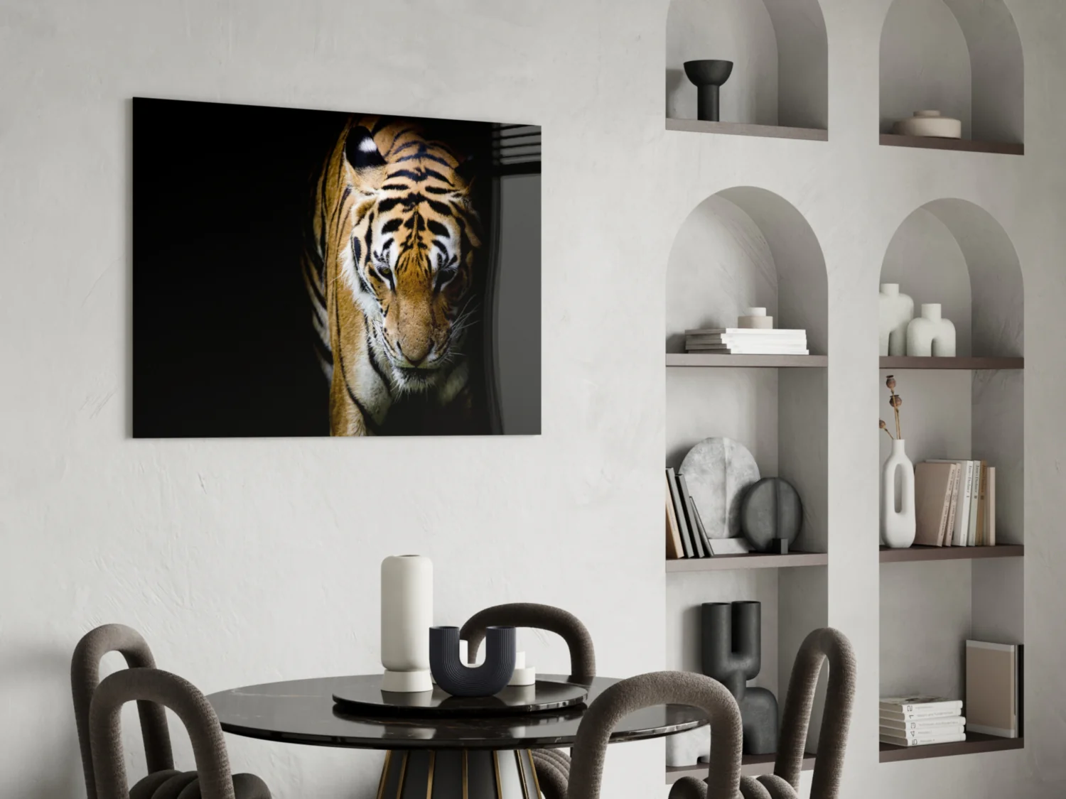 Stalking Tiger in Shadows Glass Wall Art - Image 5