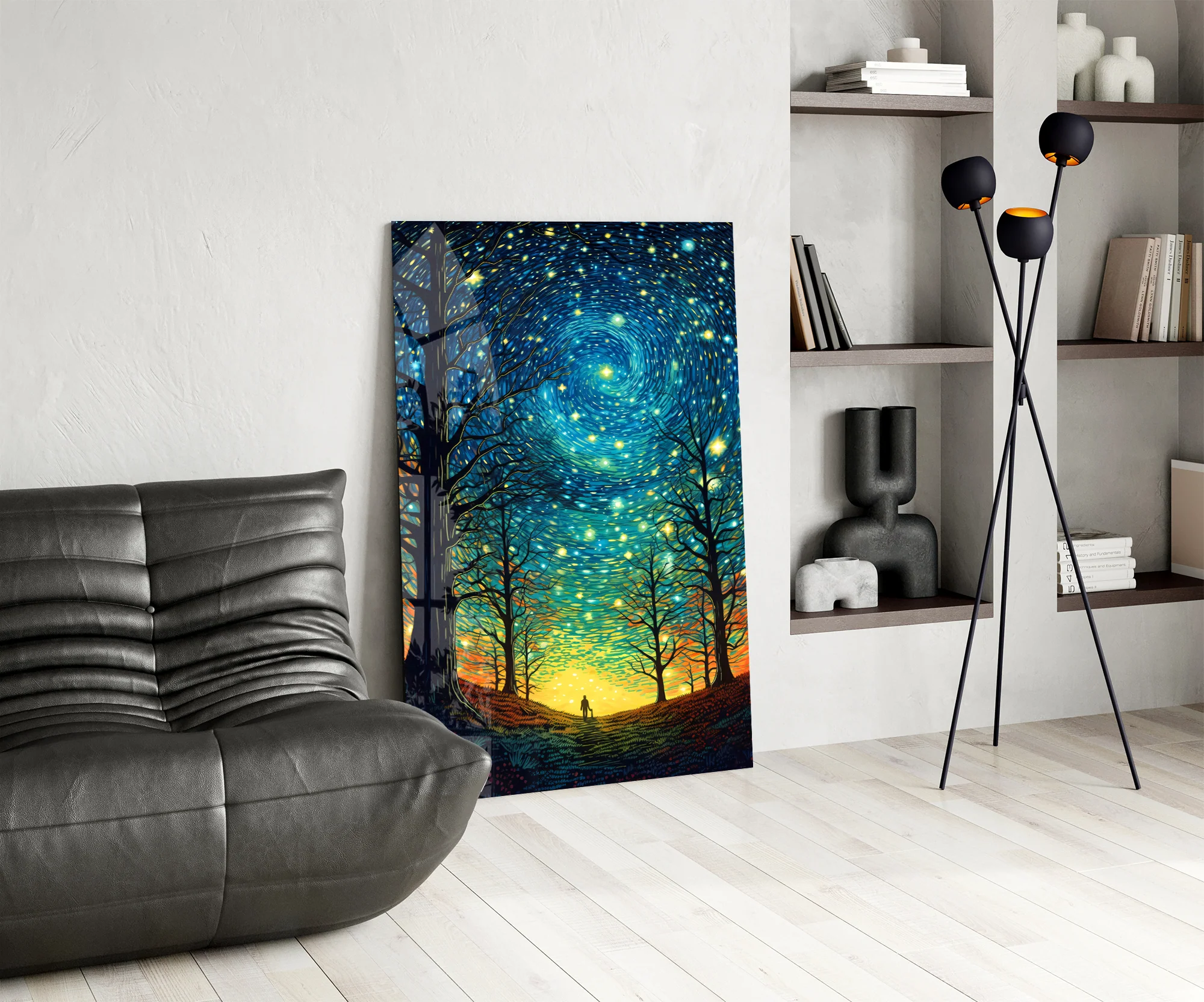 Starry Forest Path Glass Wall Art - Image 6