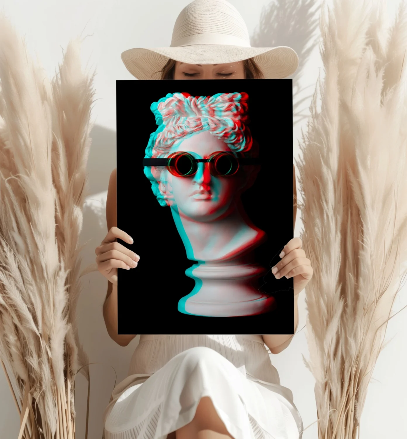 Statue with Round Goggles Aluminum Print - Image 4